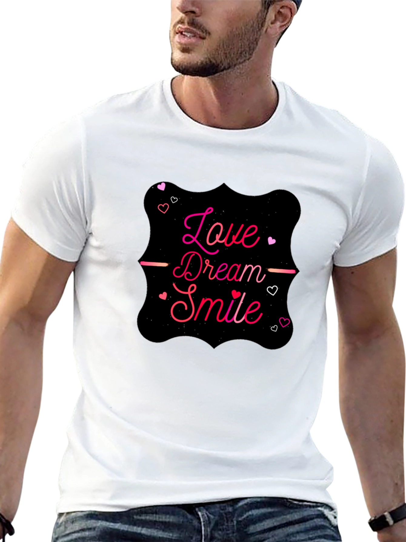 Love Dream Smile Graphic Tee - Stylish Black T-Shirt
