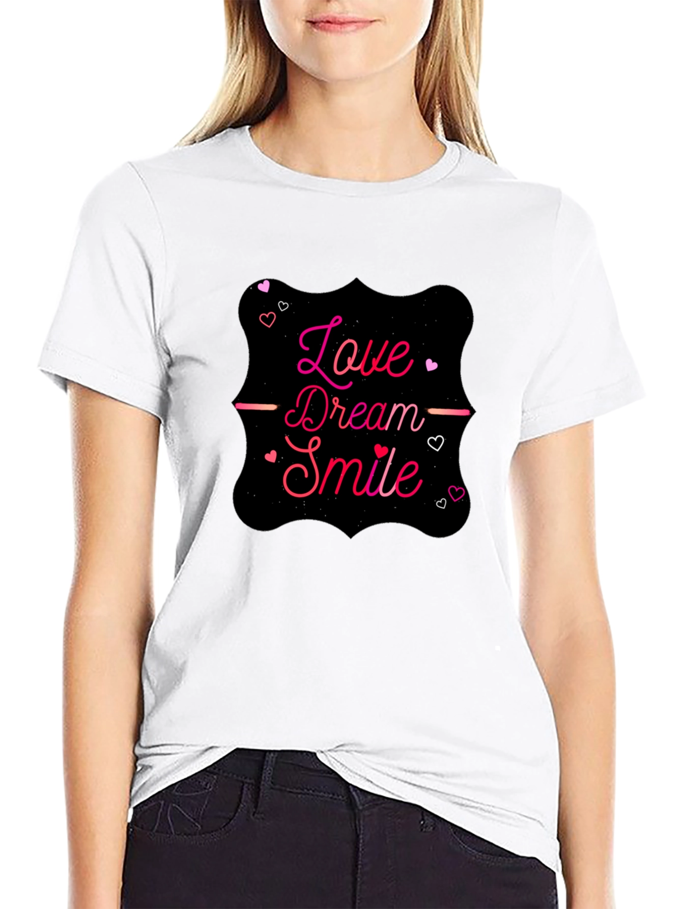 Love Dream Smile Graphic Tee - Stylish Black T-Shirt
