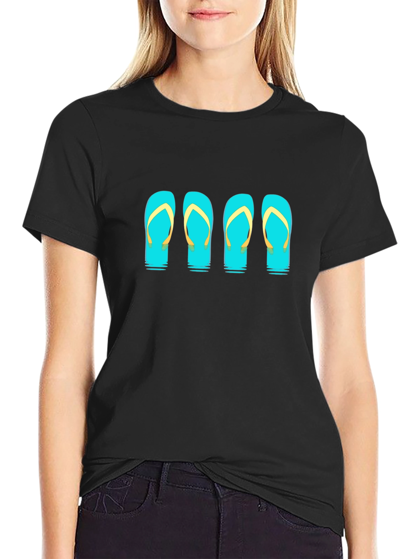 Flip Flop Graphic Black Tee