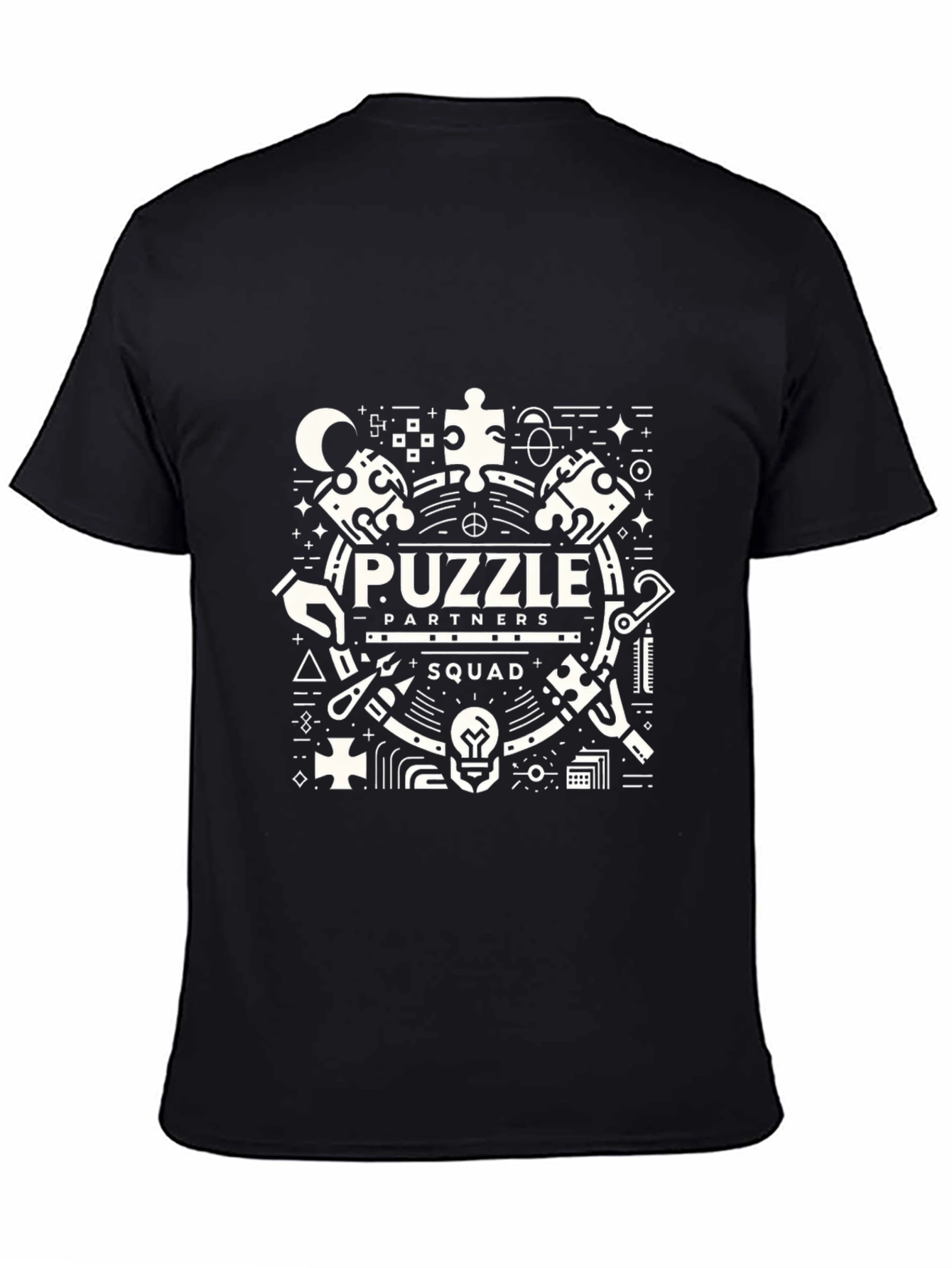 Puzzle Partners Squad Graphic T-Shirt - Black Cotton Tee