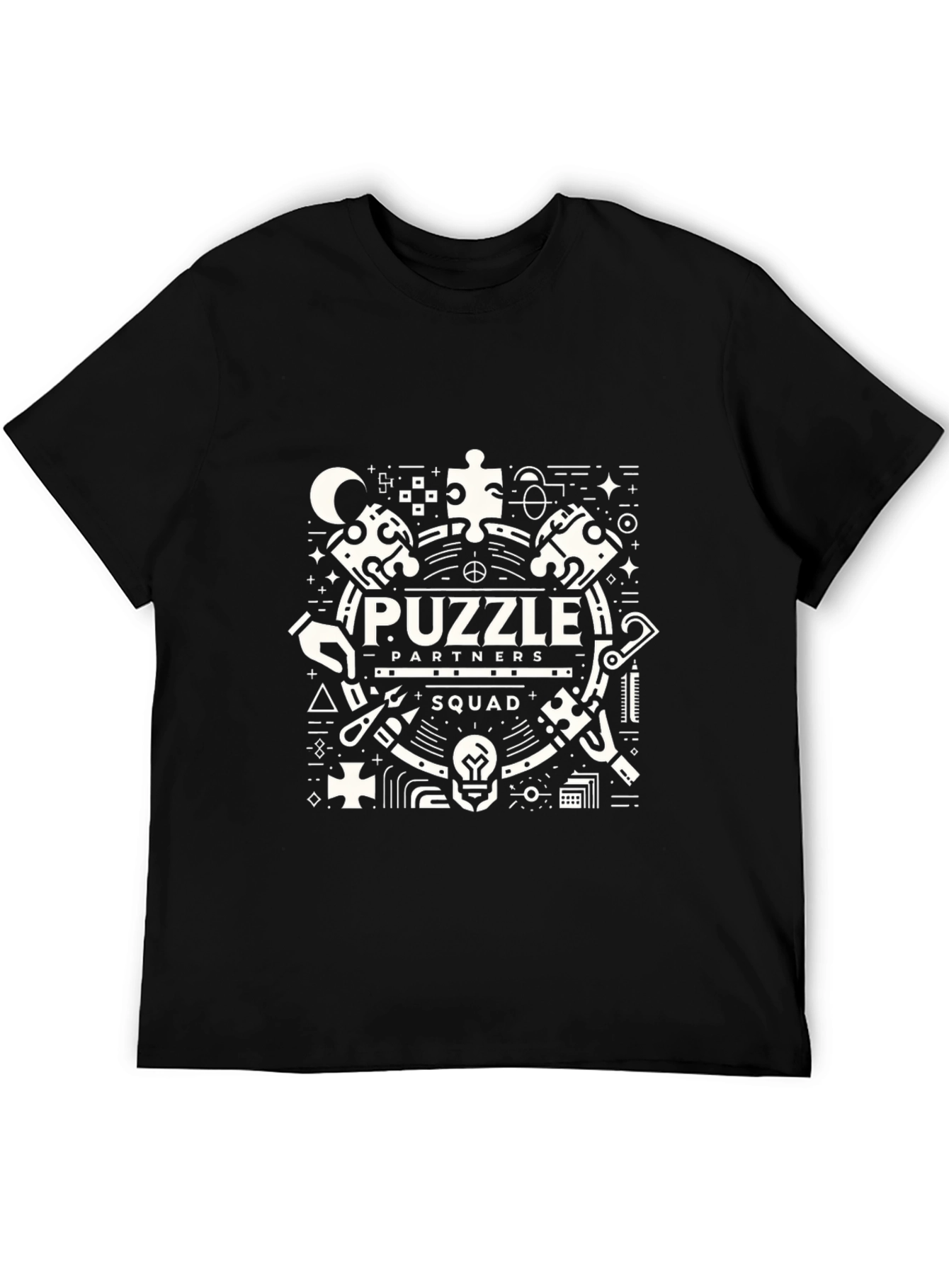 Puzzle Partners Squad Graphic T-Shirt - Black Cotton Tee