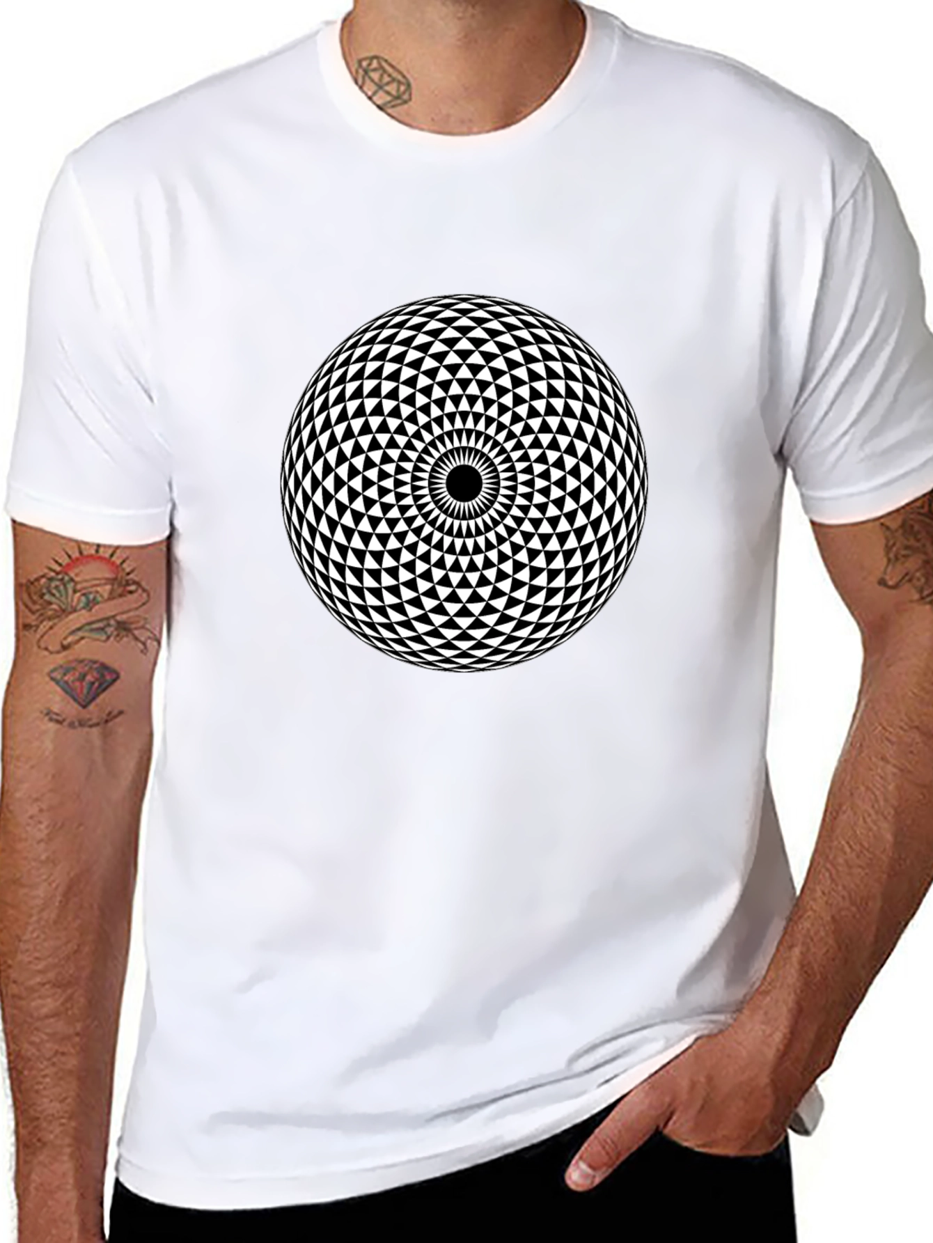 Geometric Pattern Black T-Shirt