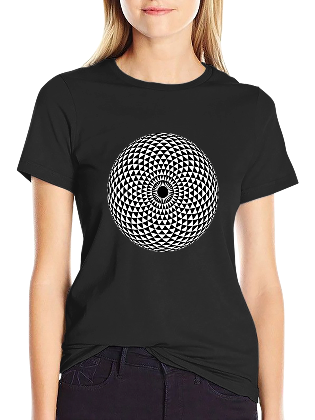 Geometric Pattern Black T-Shirt