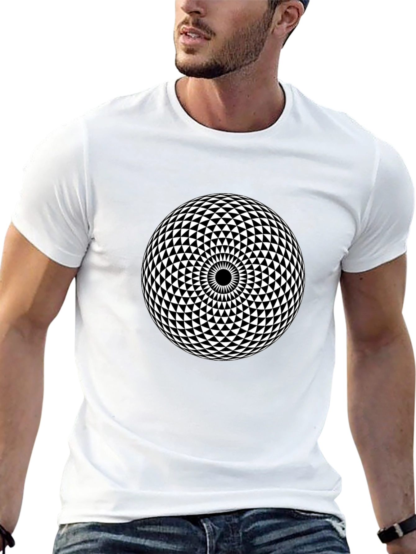Geometric Pattern Black T-Shirt