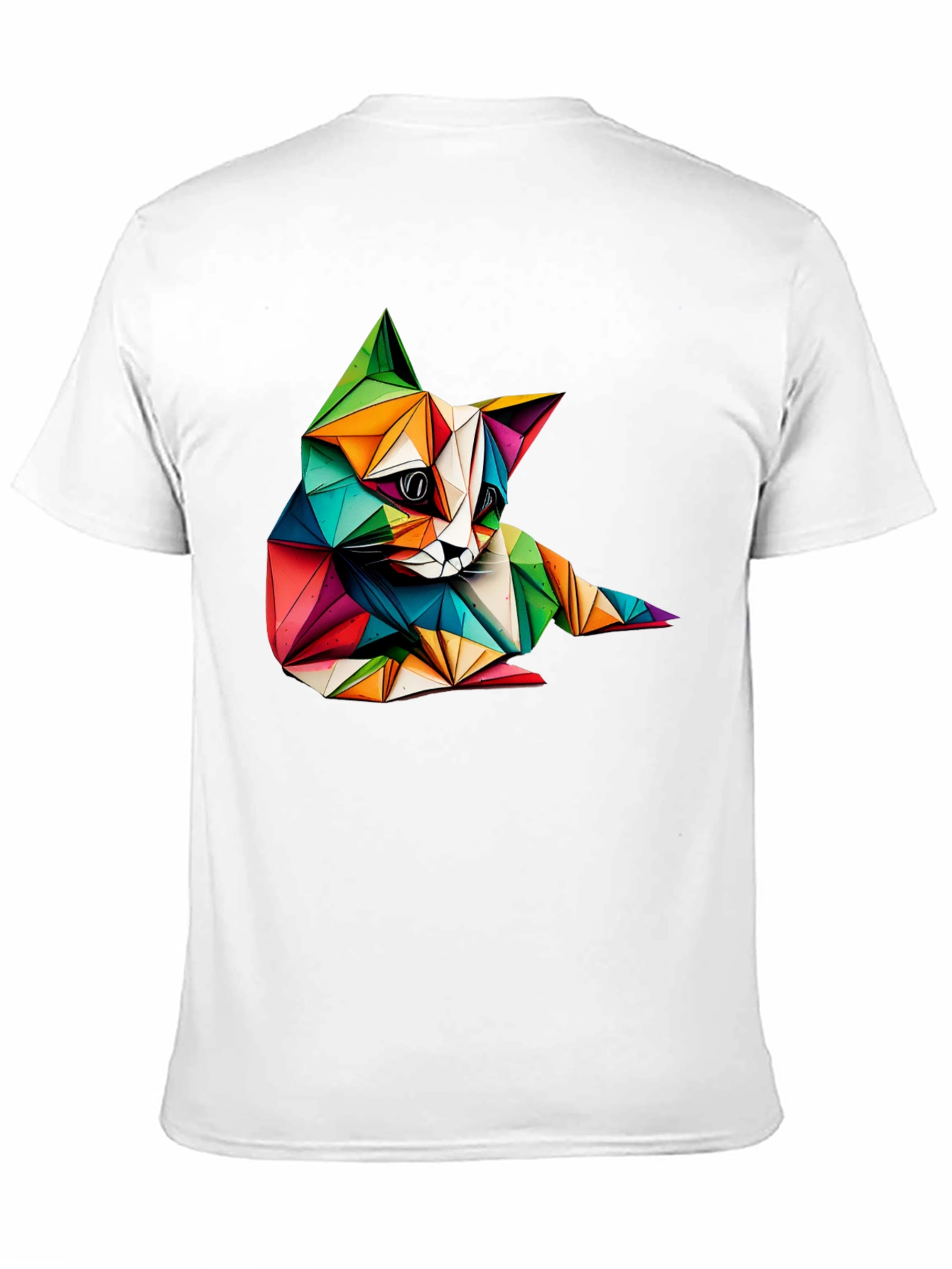 Geometric Cat Print Black T-Shirt