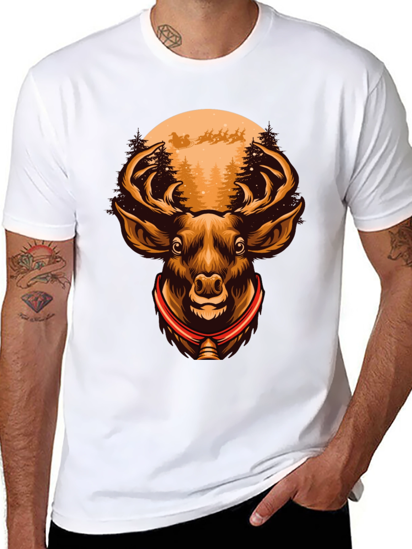 Holiday Deer Graphic Tee - Christmas Design