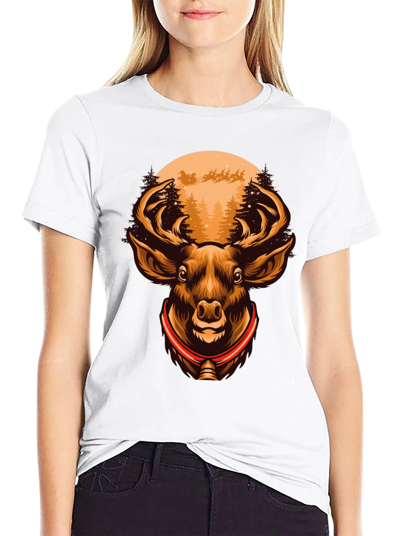 Holiday Deer Graphic Tee - Christmas Design