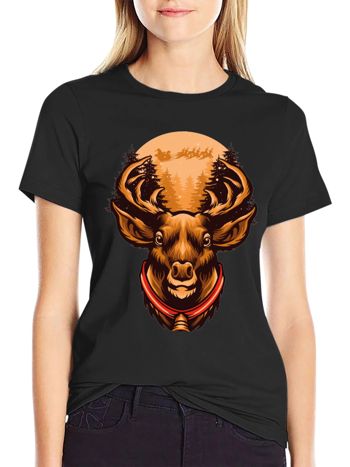Holiday Deer Graphic Tee - Christmas Design