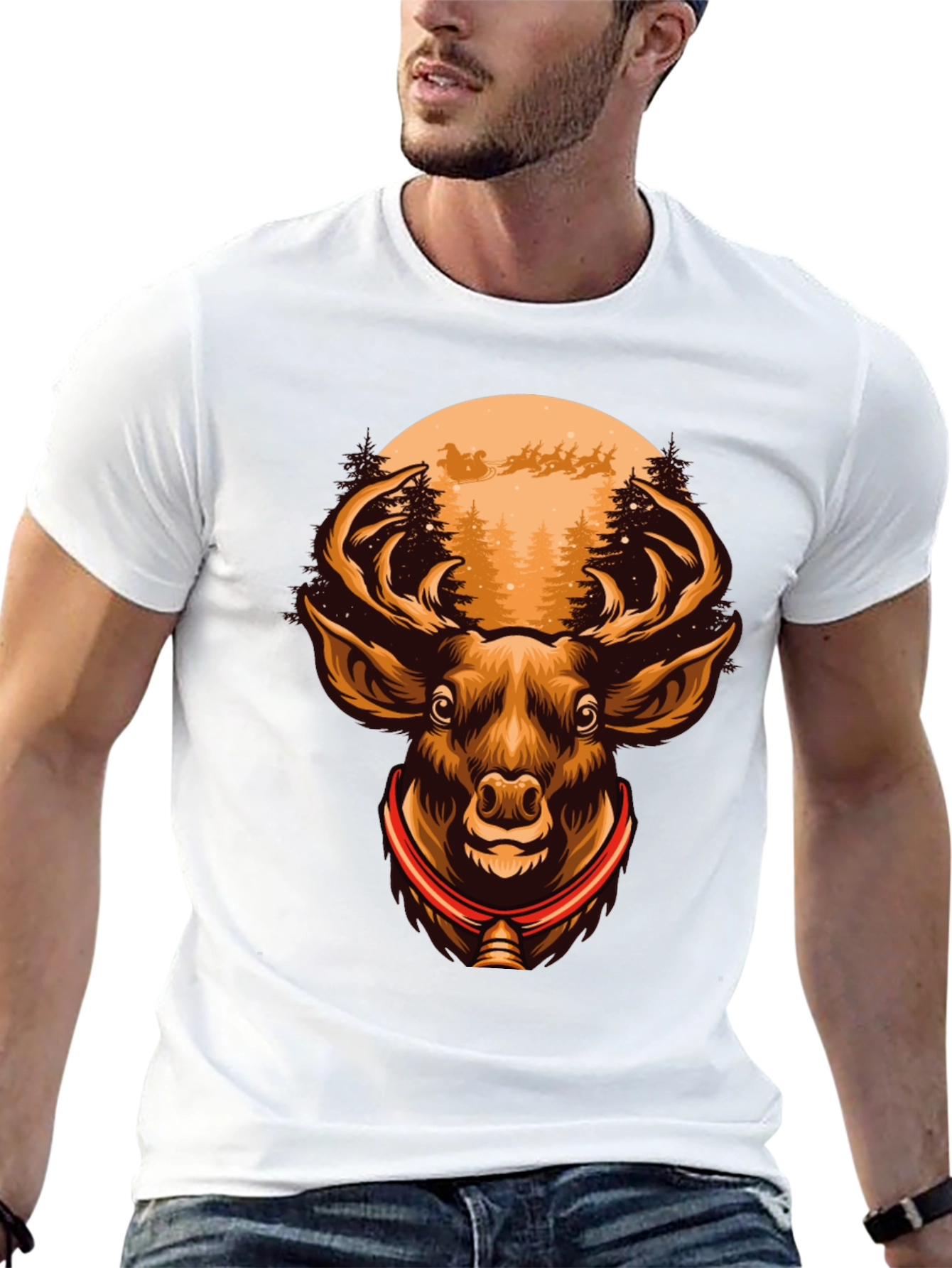 Holiday Deer Graphic Tee - Christmas Design