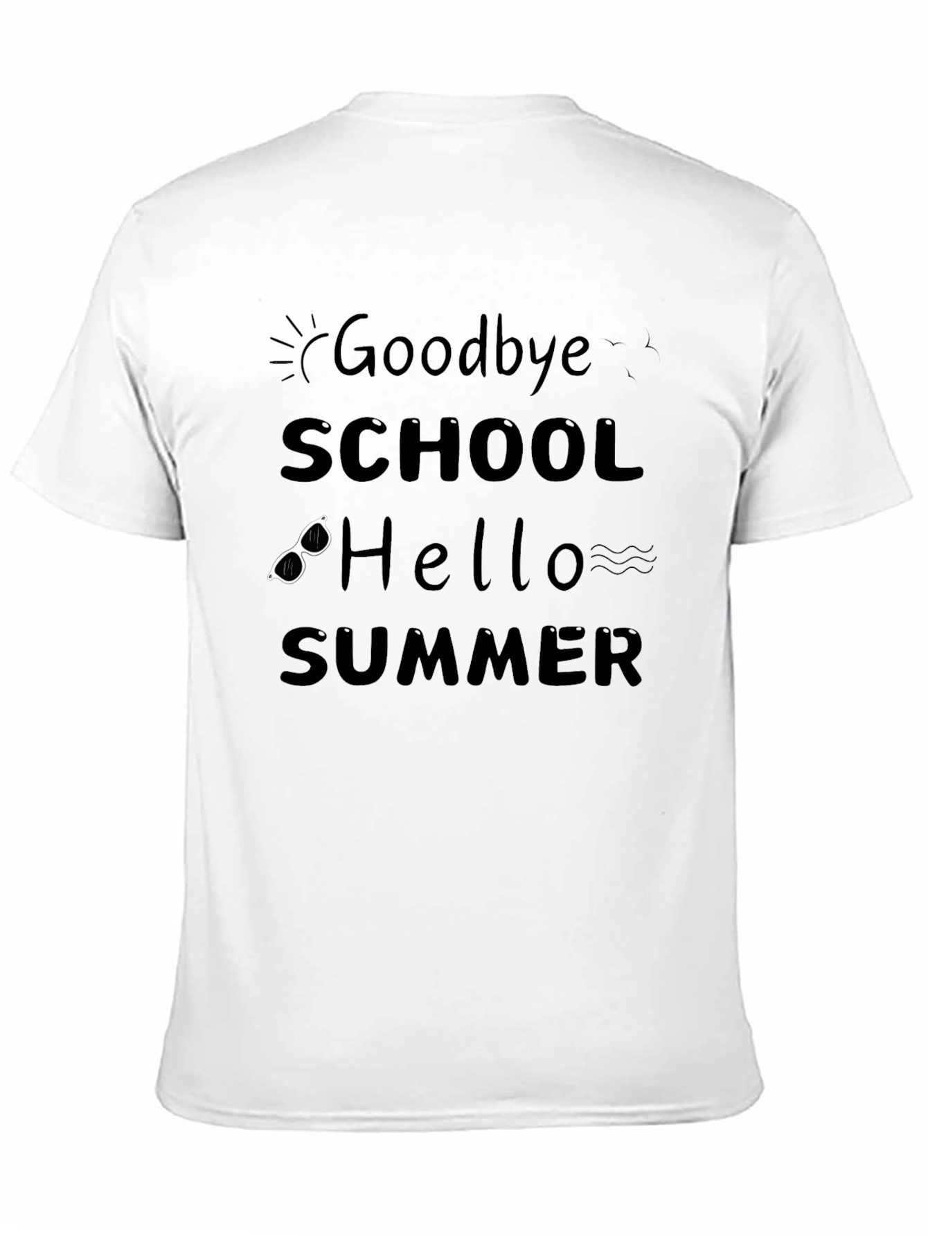 Goodbye School Hello Summer Black Graphic T-Shirt