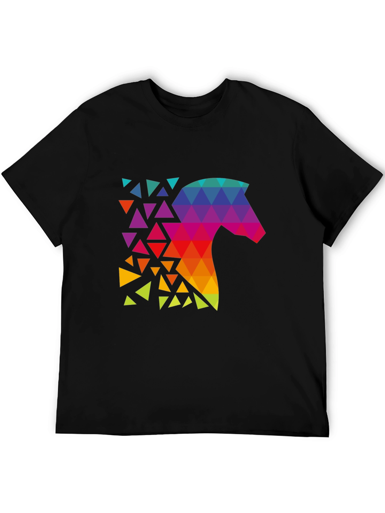 Geometric Horse Graphic Black T-Shirt