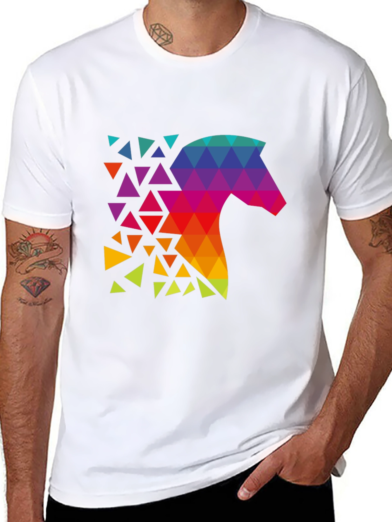 Geometric Horse Graphic Black T-Shirt