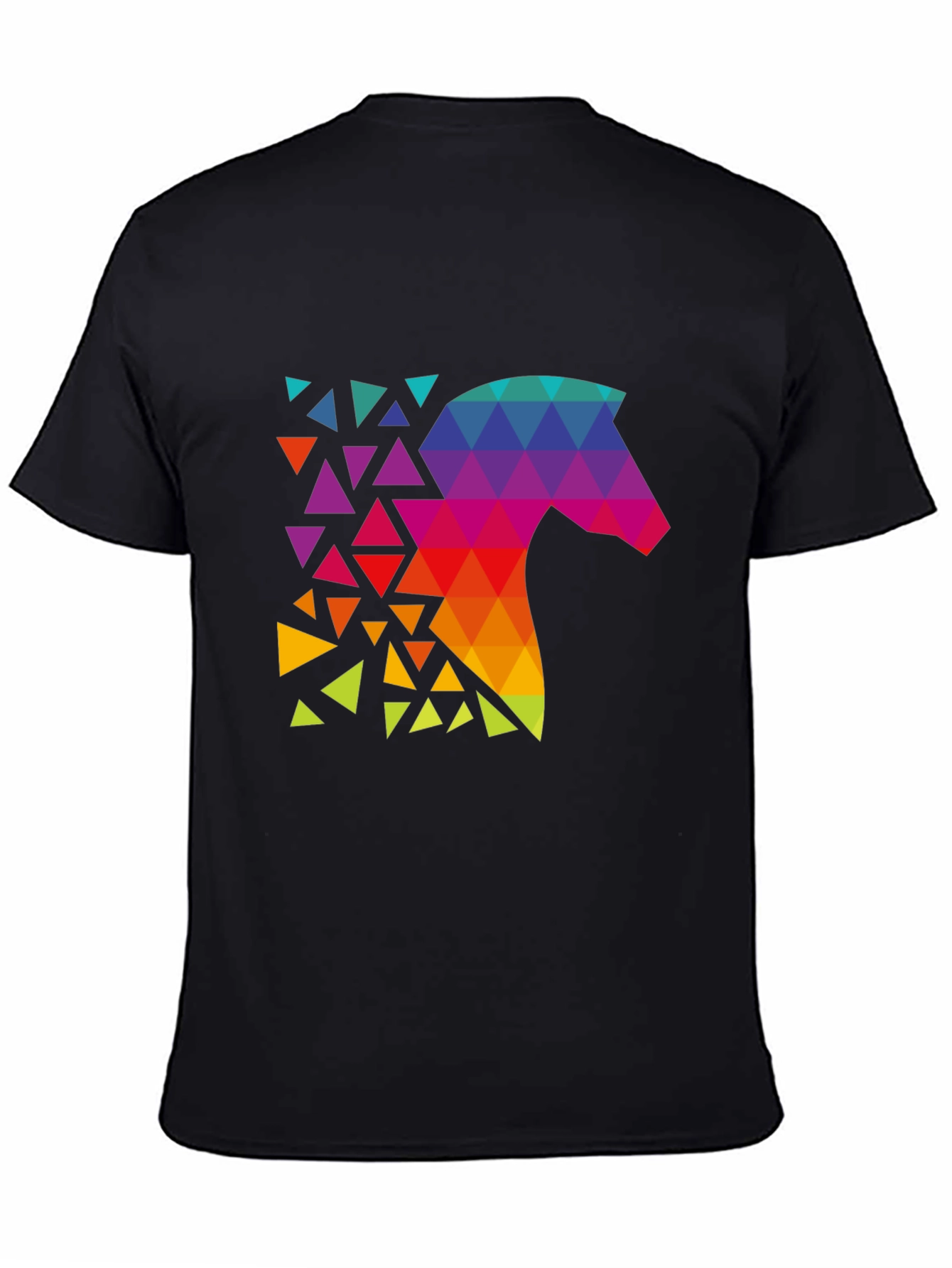 Geometric Horse Graphic Black T-Shirt