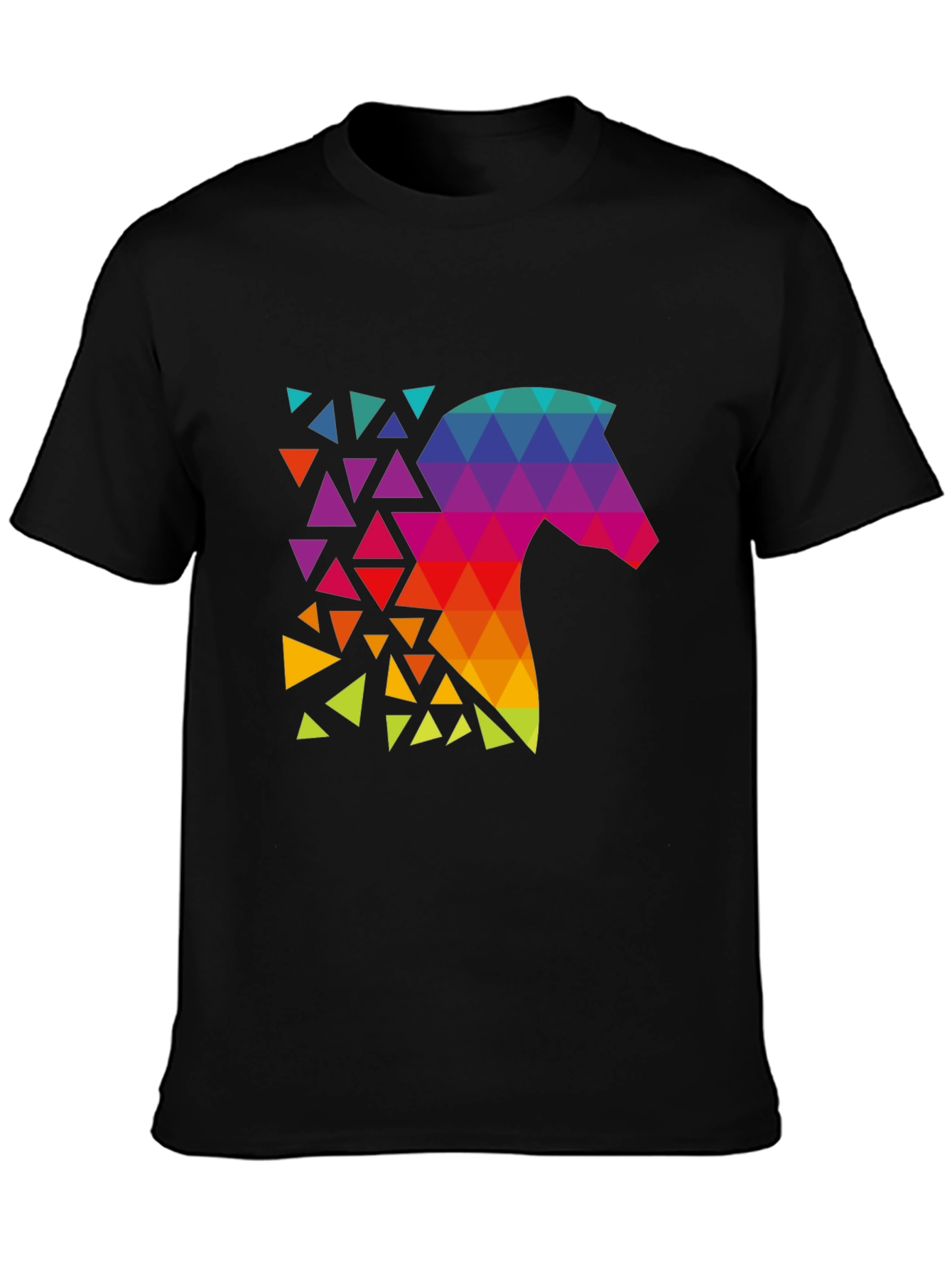 Geometric Horse Graphic Black T-Shirt