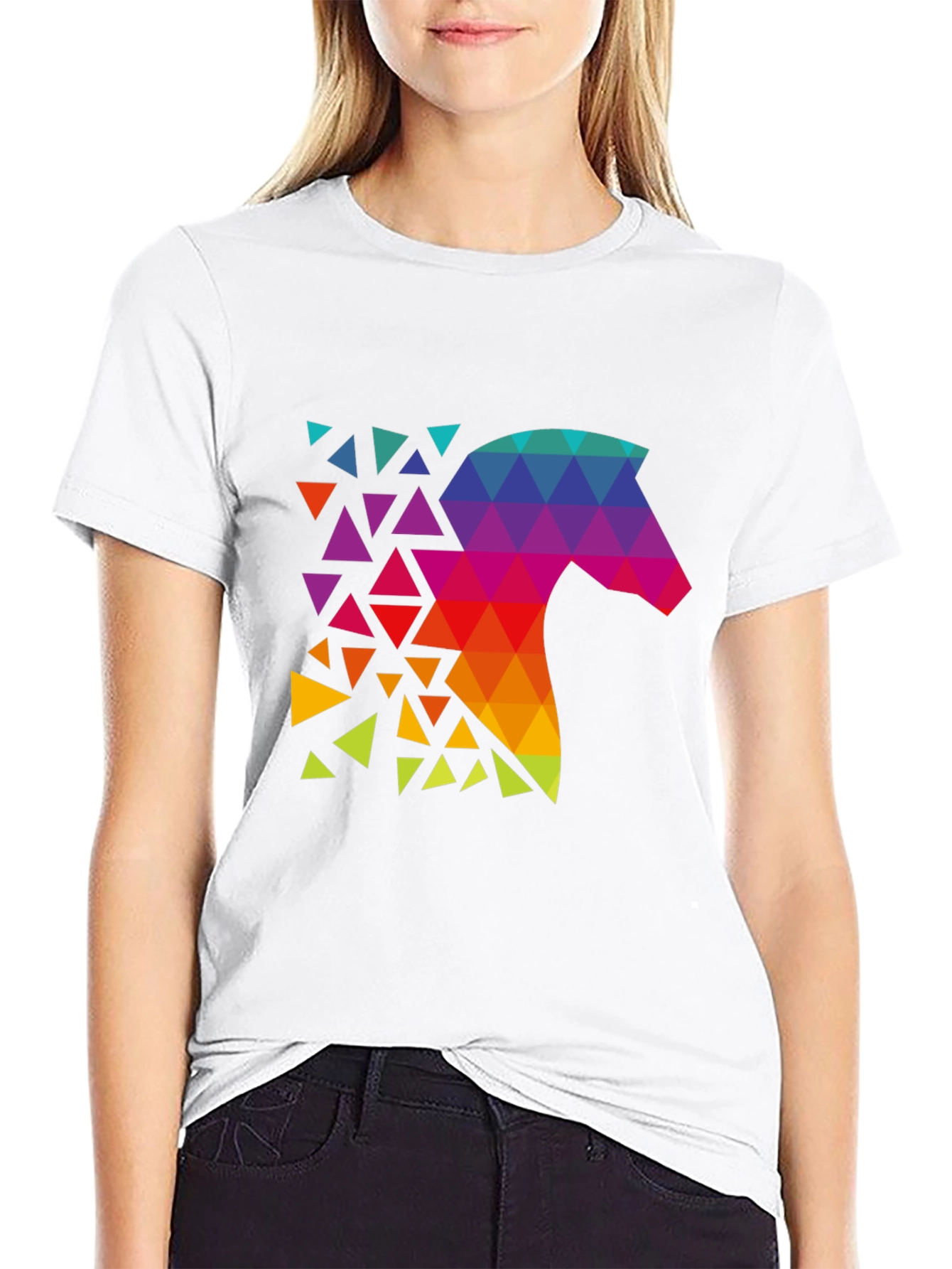 Geometric Horse Graphic Black T-Shirt