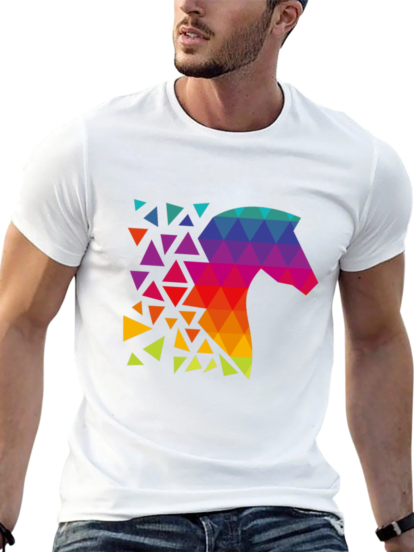 Geometric Horse Graphic Black T-Shirt