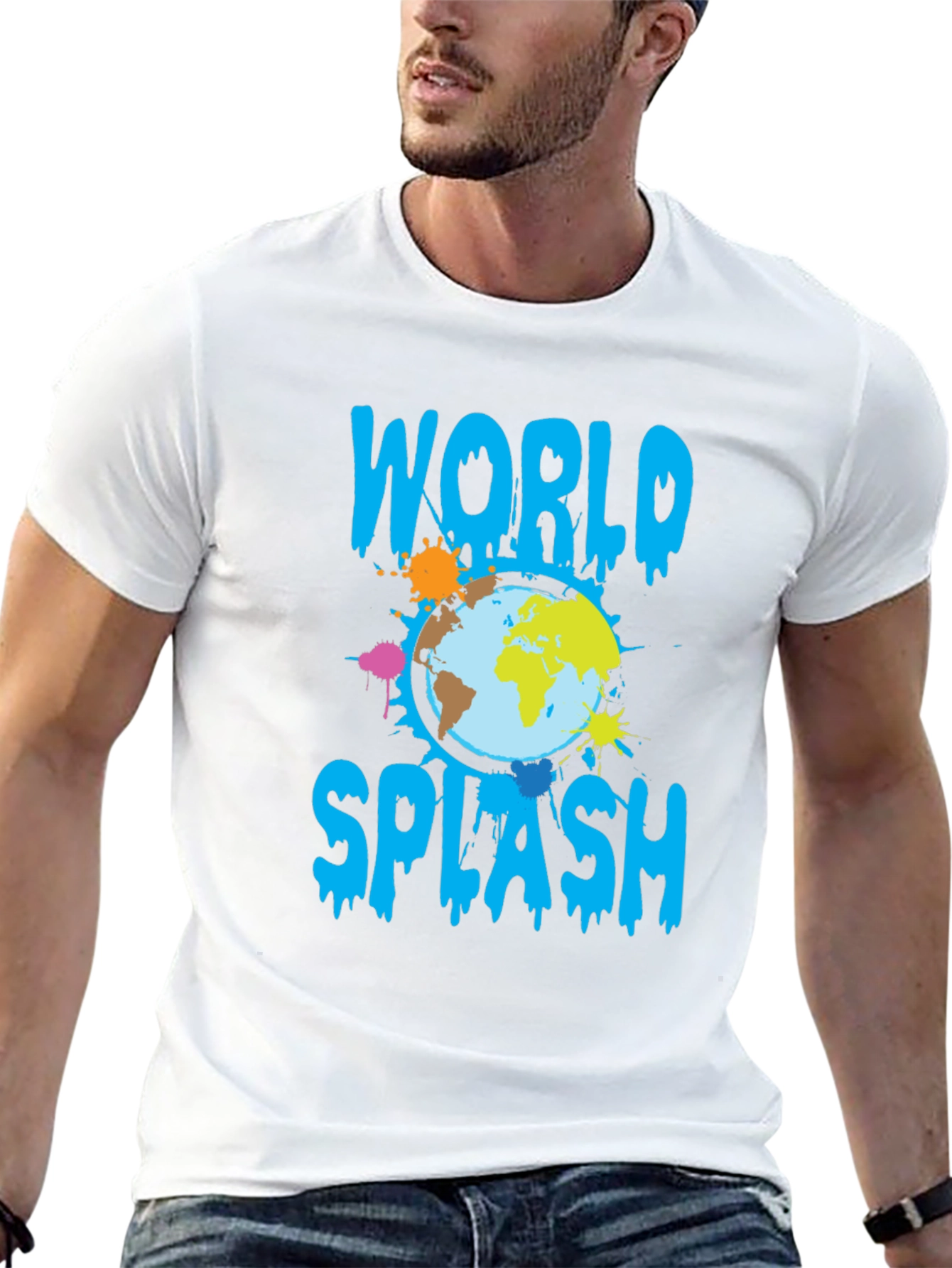 World Splash Graphic T-Shirt - Trendy Design
