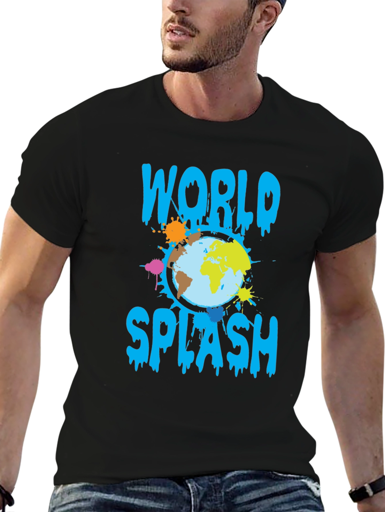 World Splash Graphic T-Shirt - Trendy Design