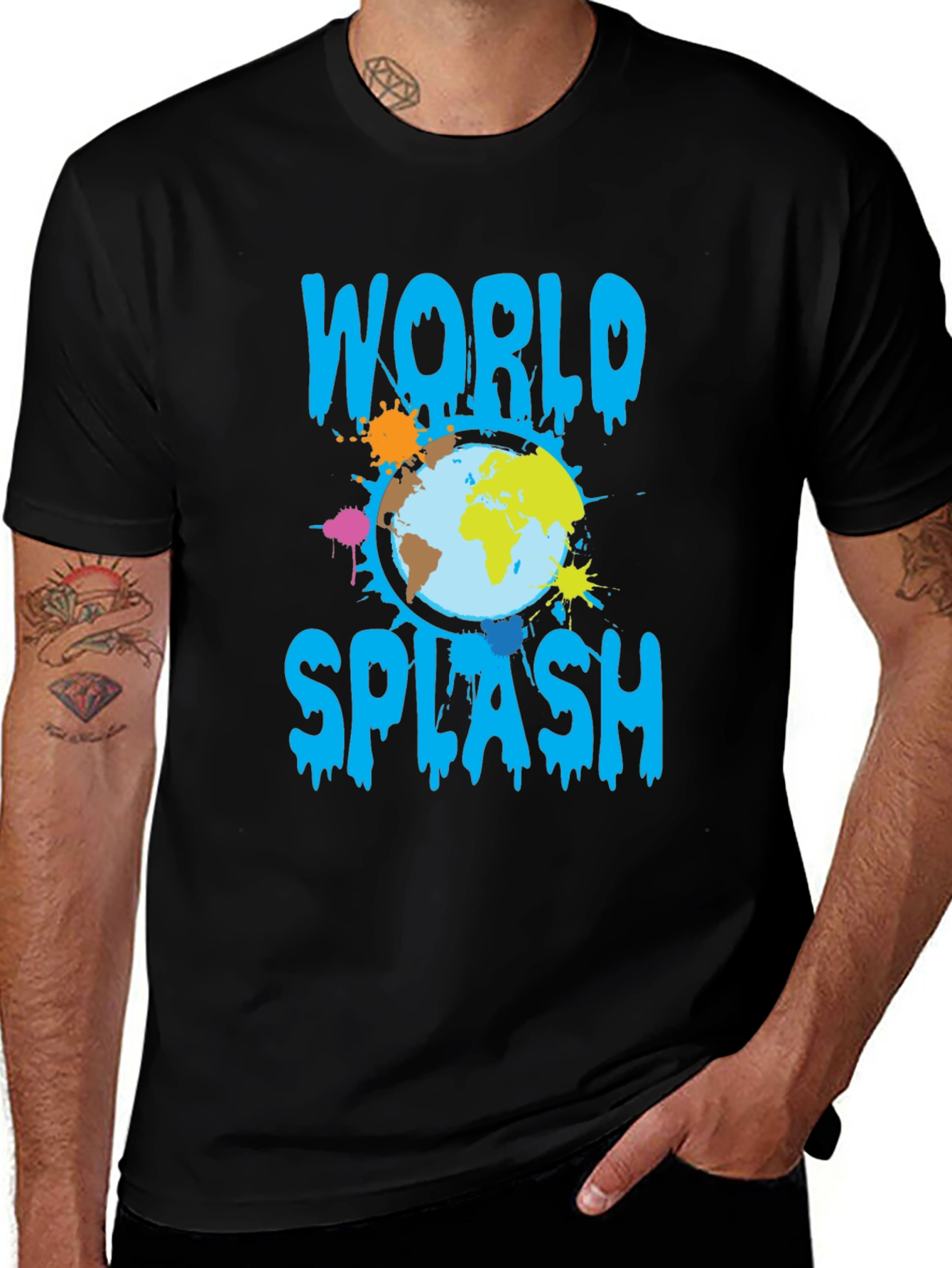 World Splash Graphic T-Shirt - Trendy Design