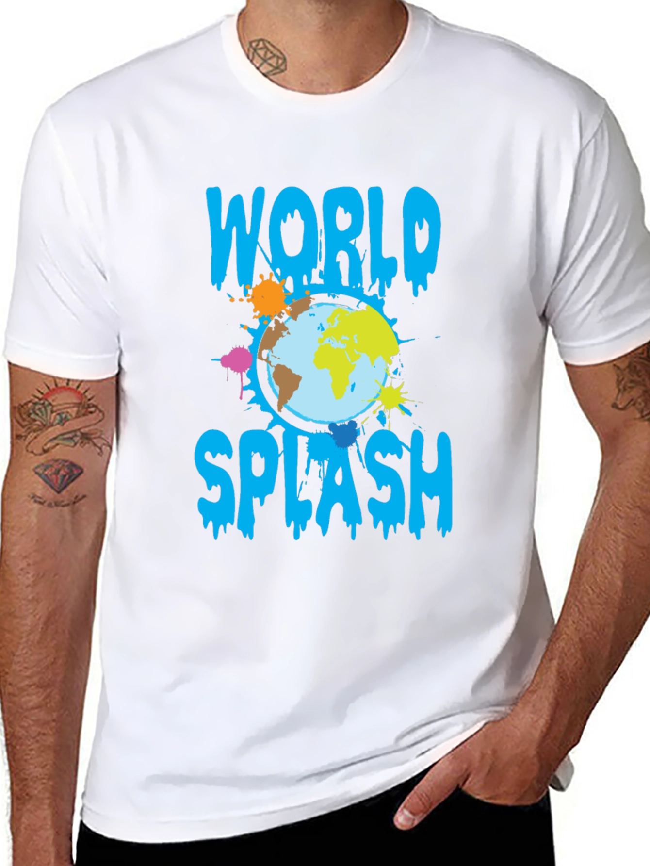 World Splash Graphic T-Shirt - Trendy Design