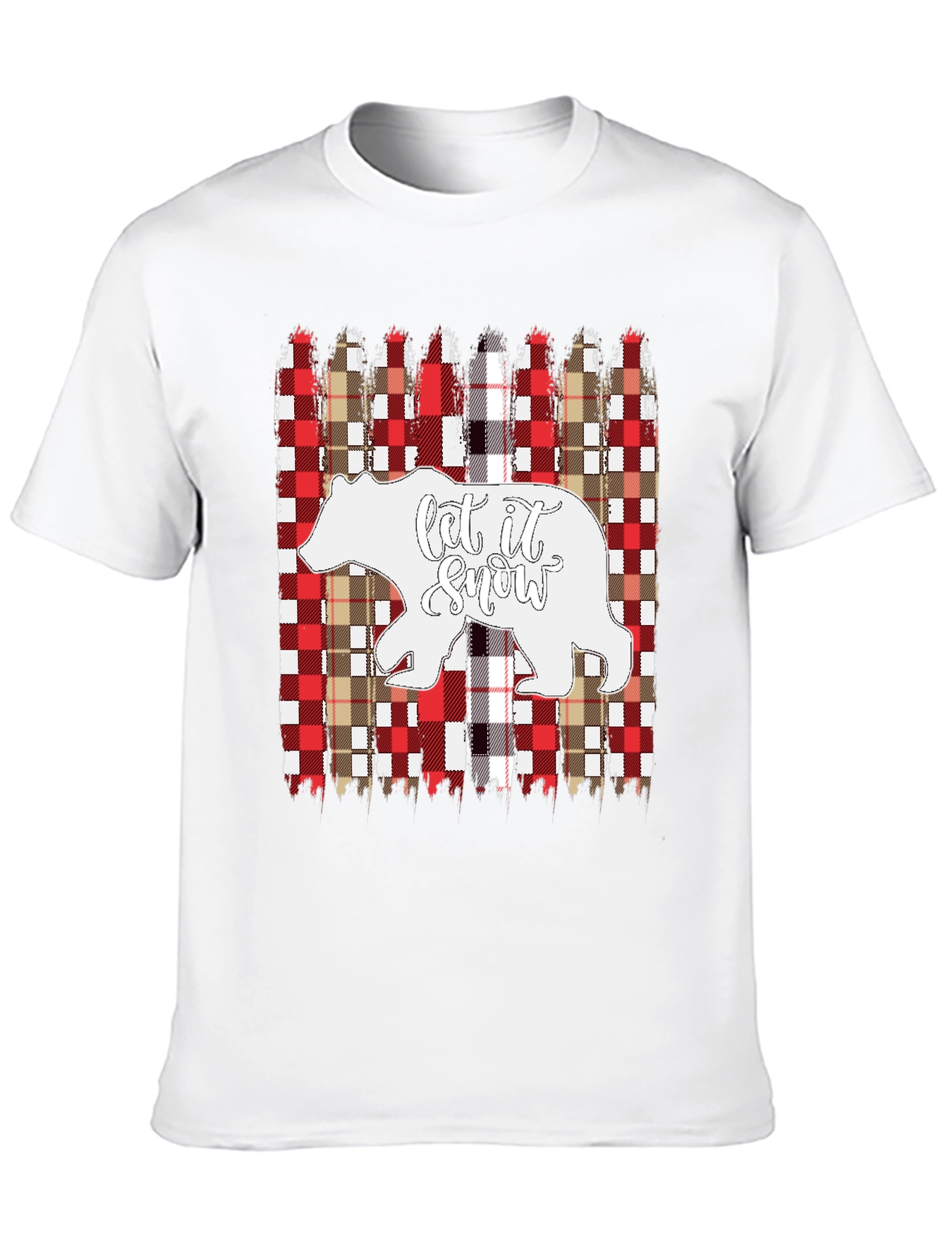 Let It Snow Bear Plaid Christmas T-Shirt
