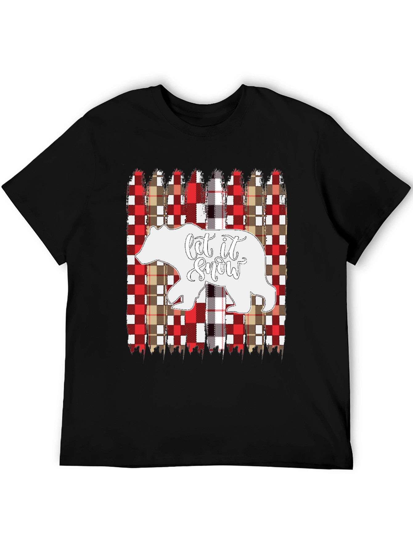 Let It Snow Bear Plaid Christmas T-Shirt