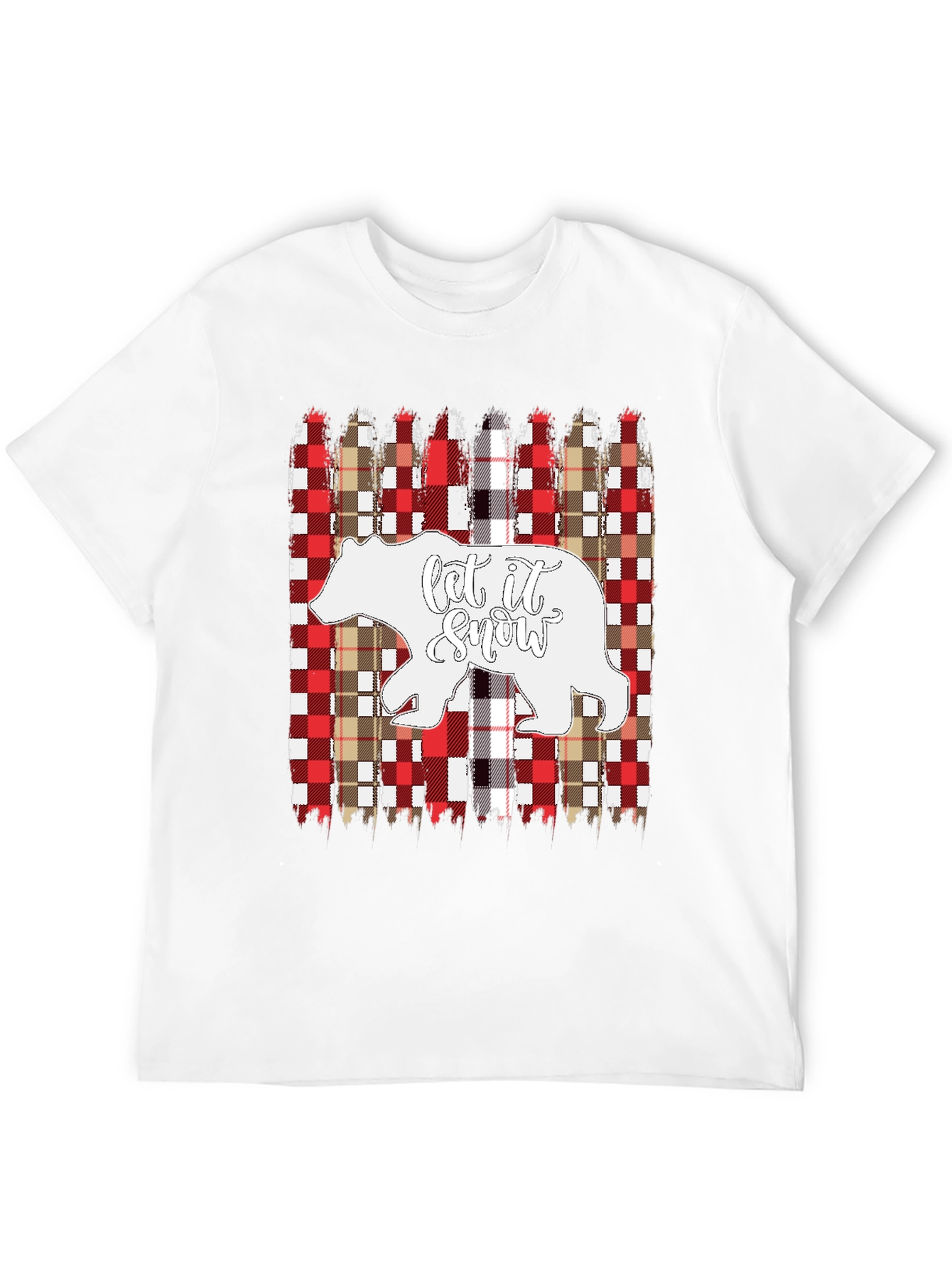 Let It Snow Bear Plaid Christmas T-Shirt