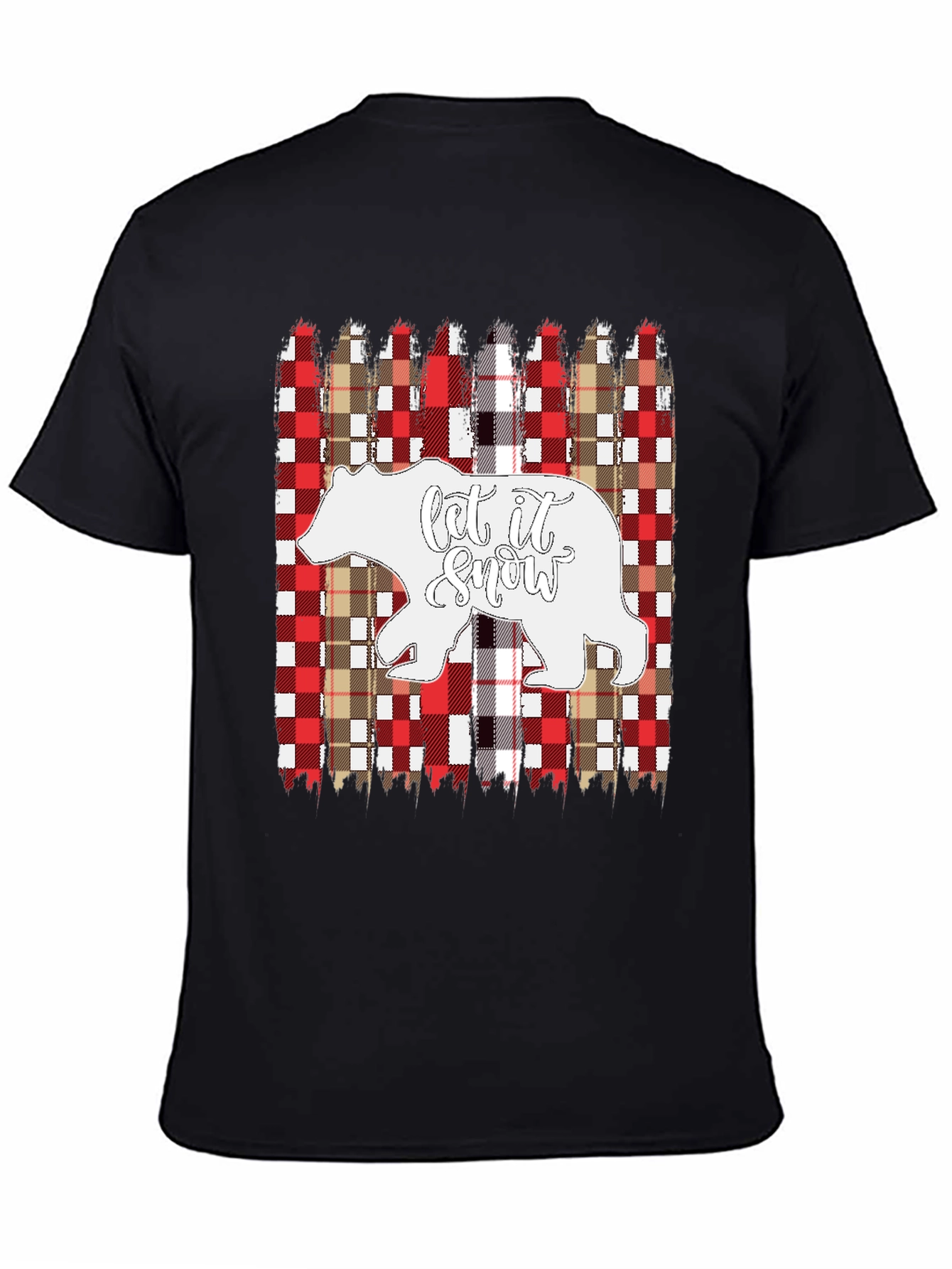 Let It Snow Bear Plaid Christmas T-Shirt