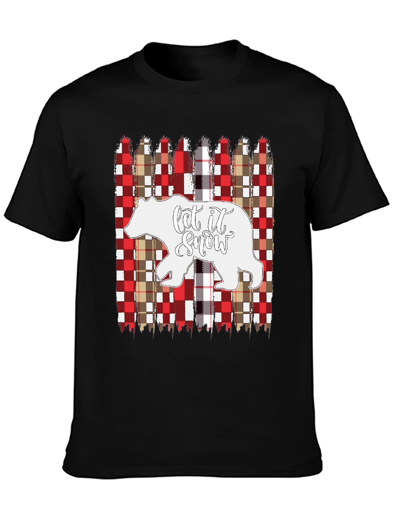 Let It Snow Bear Plaid Christmas T-Shirt