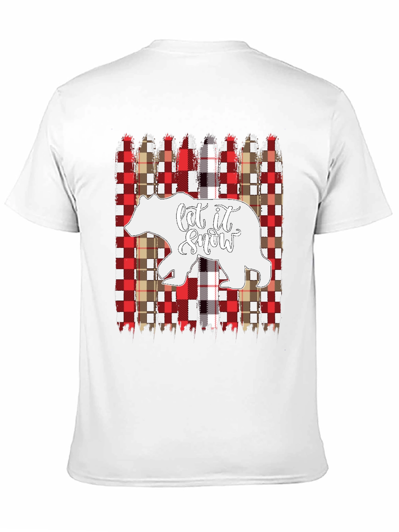 Let It Snow Bear Plaid Christmas T-Shirt