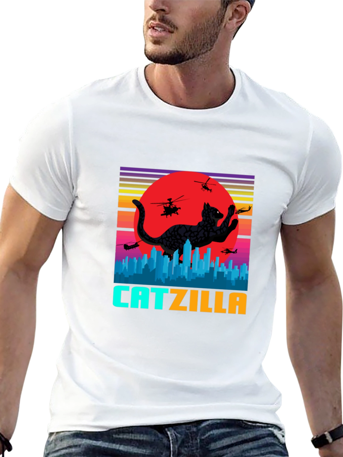 Catzilla T-Shirt: Cat Godzilla Attack Tee