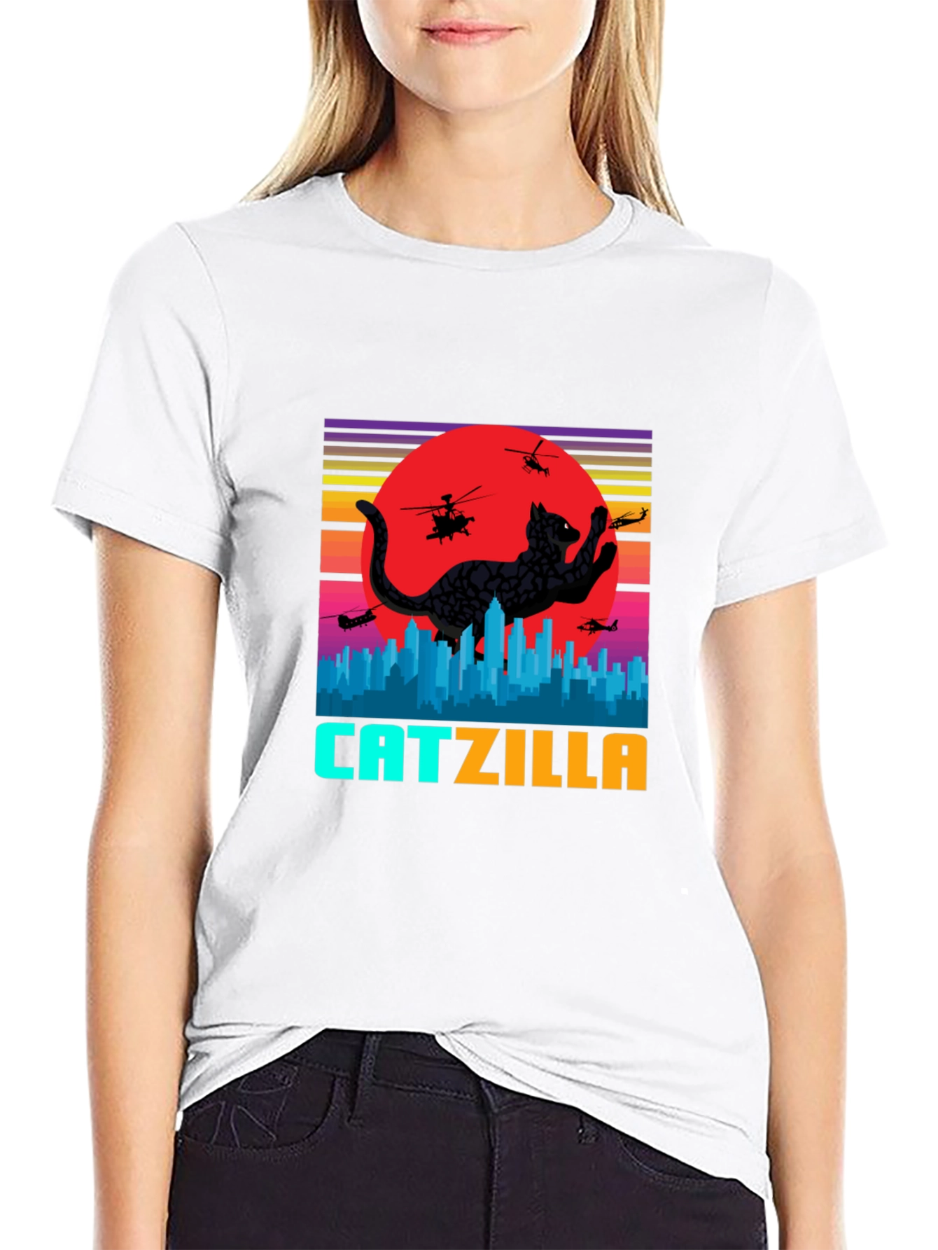 Catzilla T-Shirt: Cat Godzilla Attack Tee