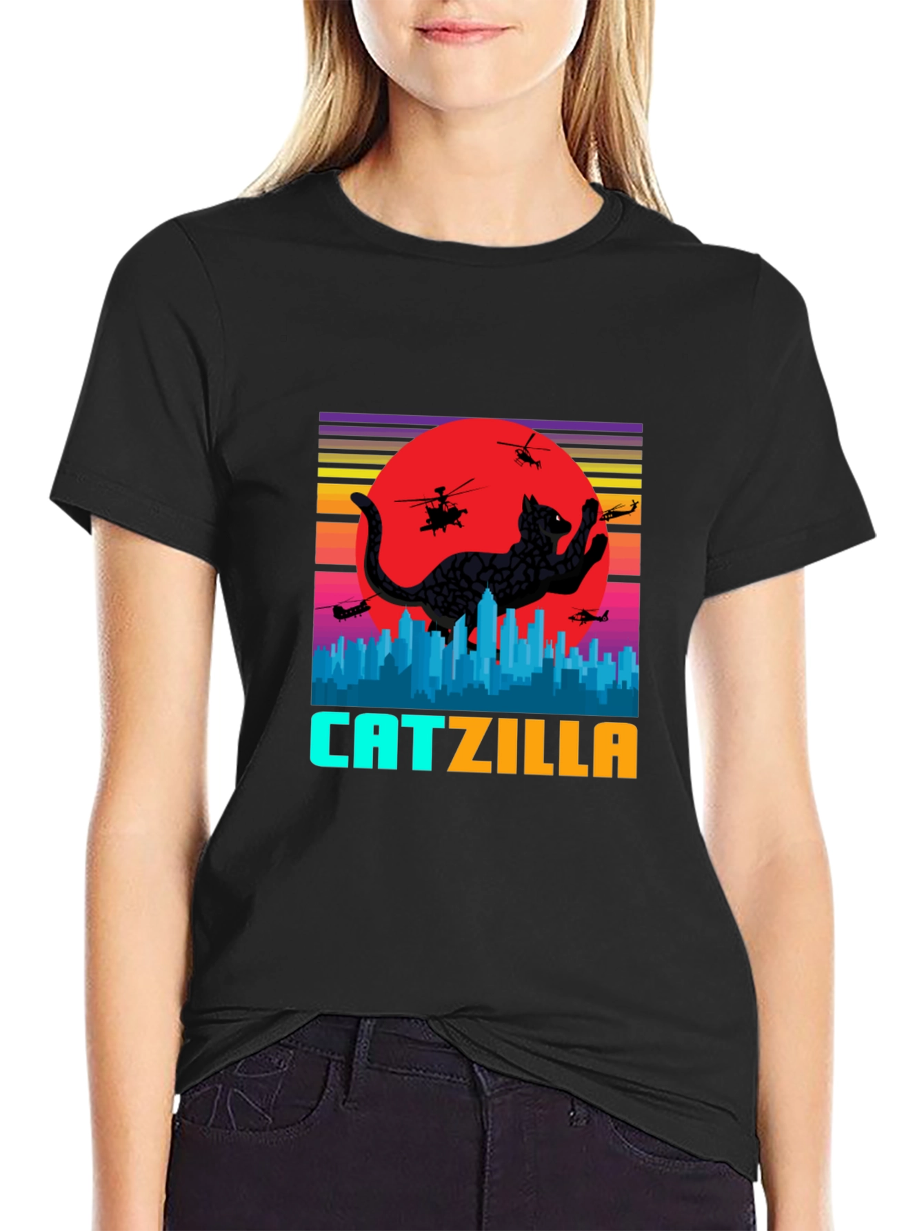 Catzilla T-Shirt: Cat Godzilla Attack Tee