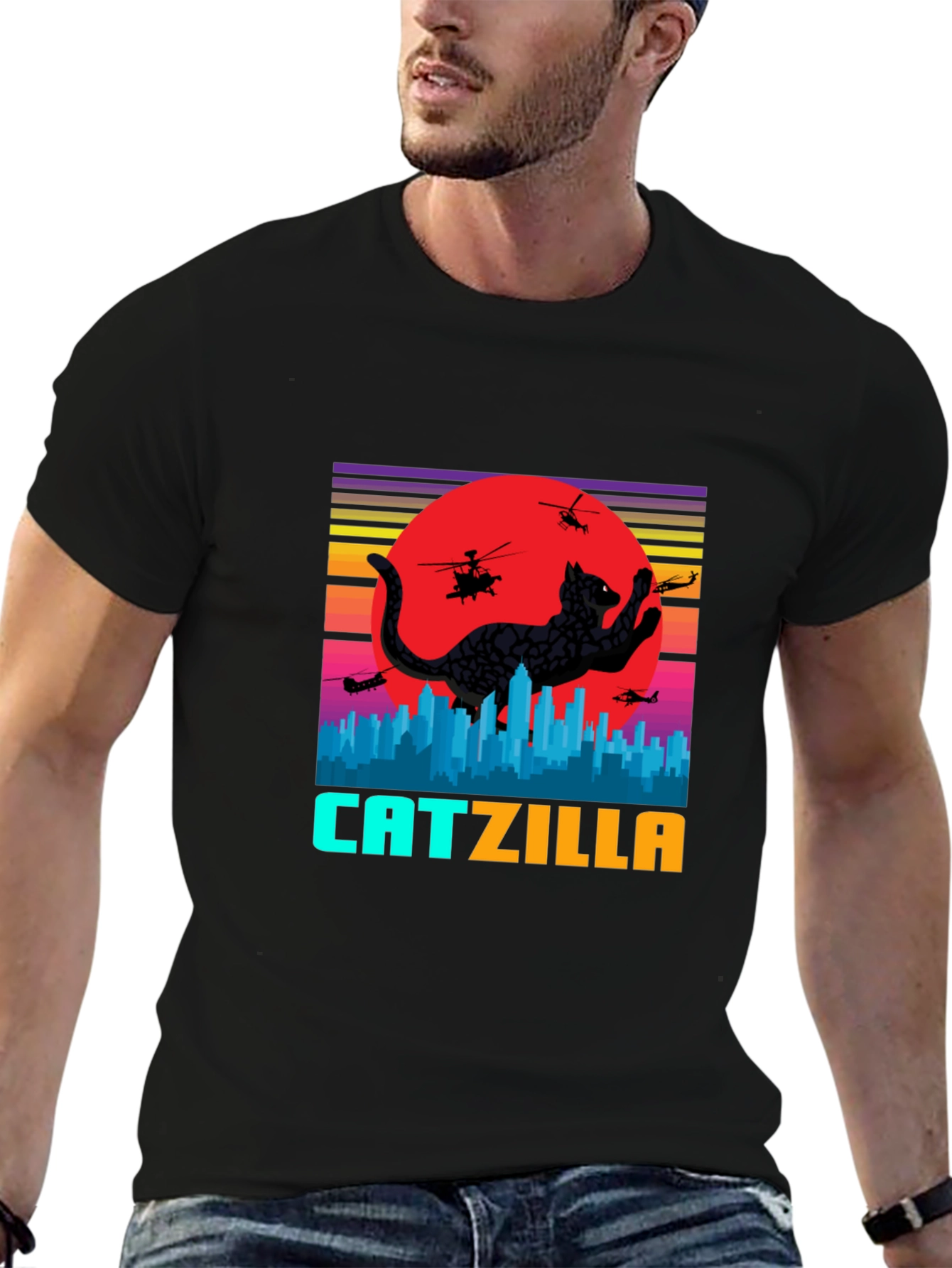 Catzilla T-Shirt: Cat Godzilla Attack Tee