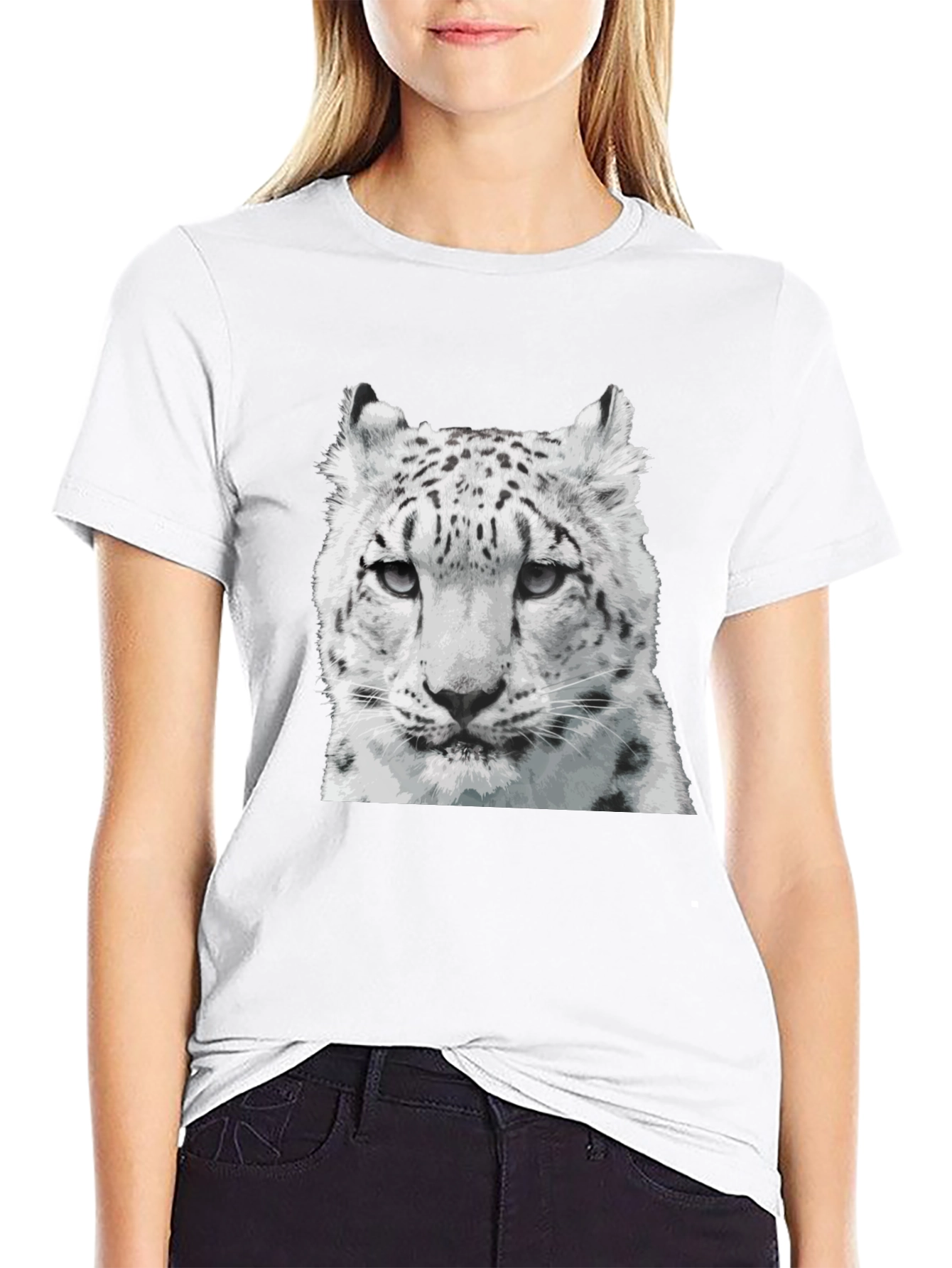Snow Leopard Graphic Tee - Cool Cat Shirt