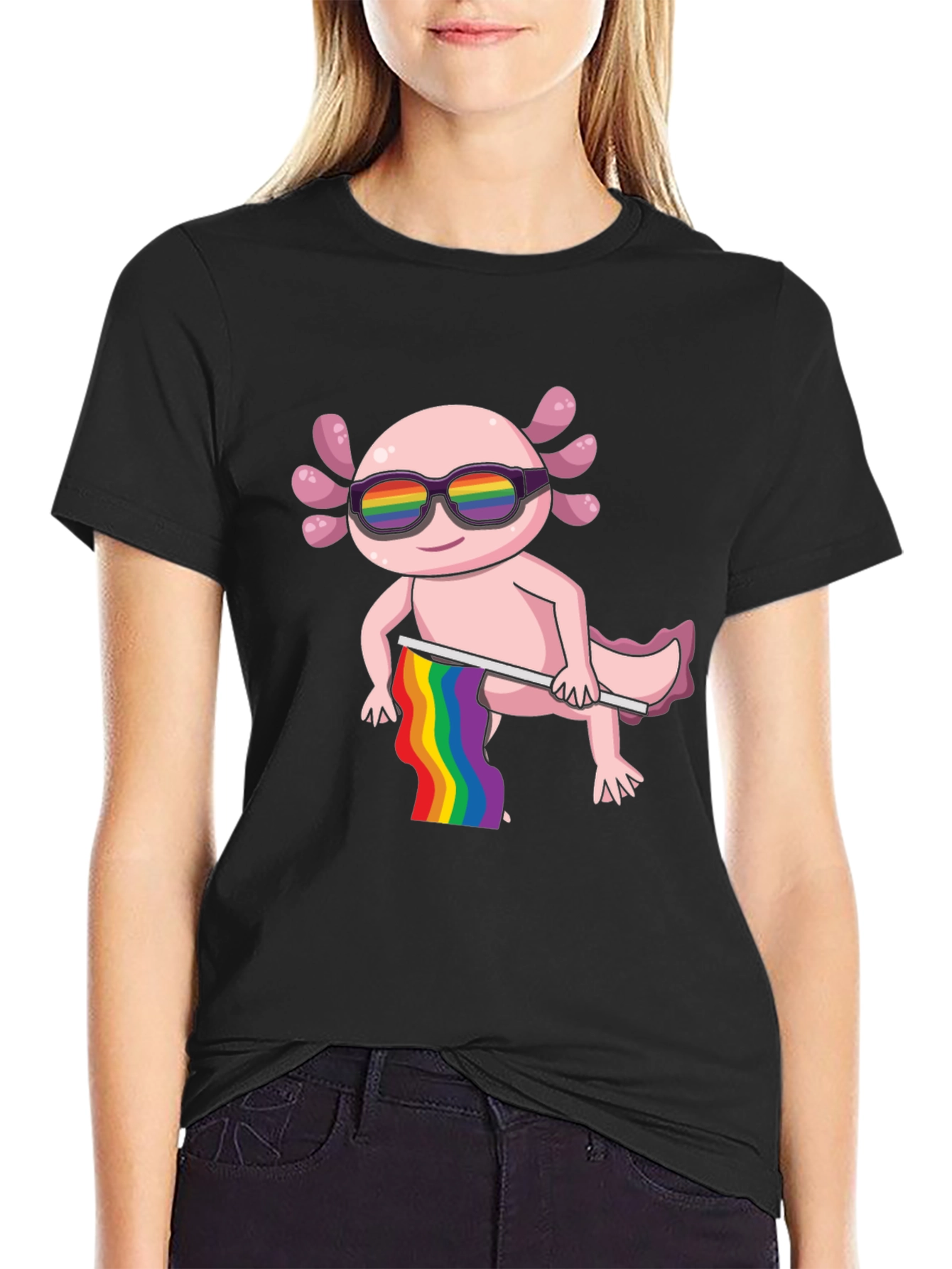 Axolotl Pride T-Shirt - LGBTQ+ Rainbow Design