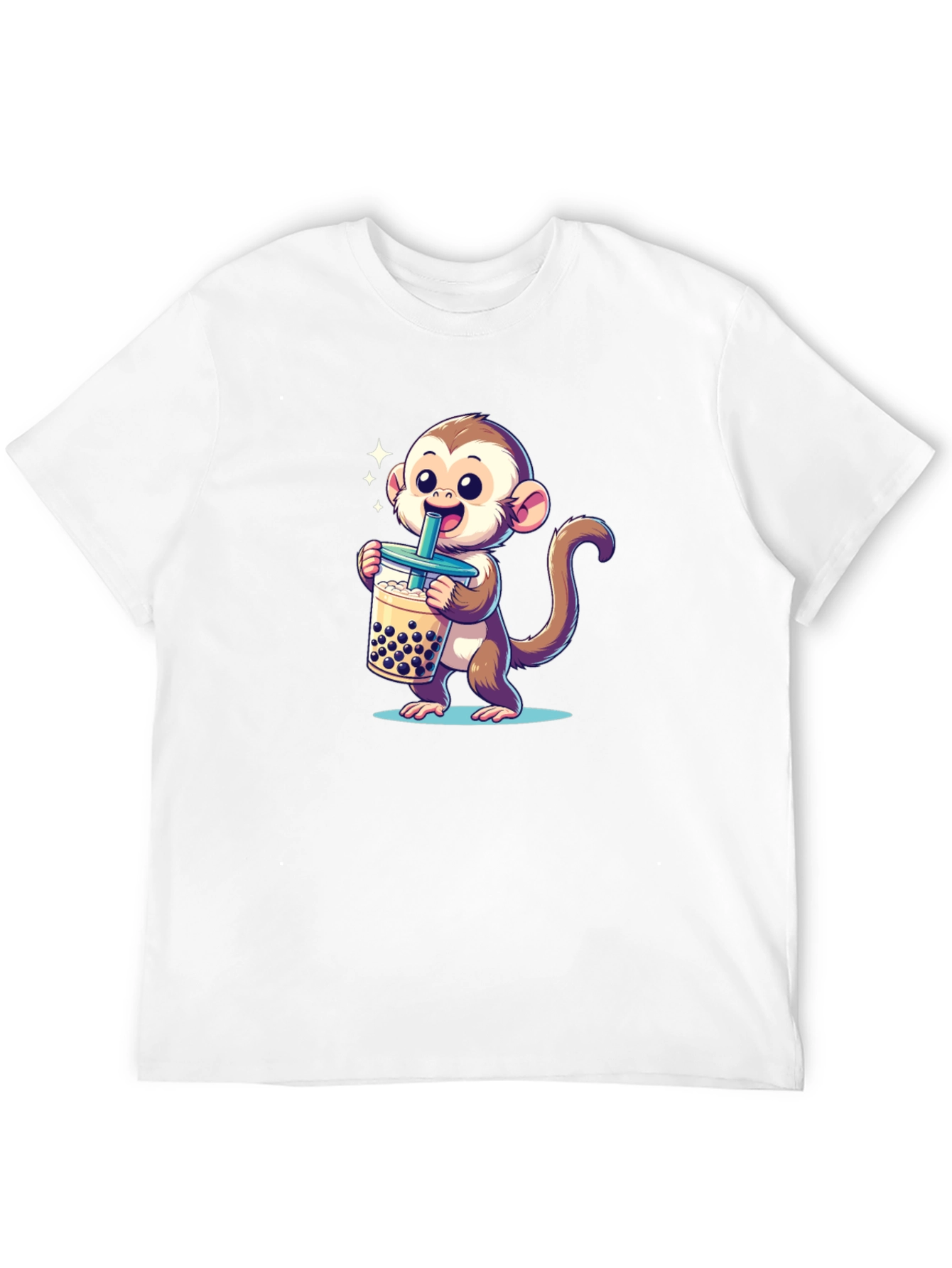 Cute Monkey Boba Tea Graphic Tee