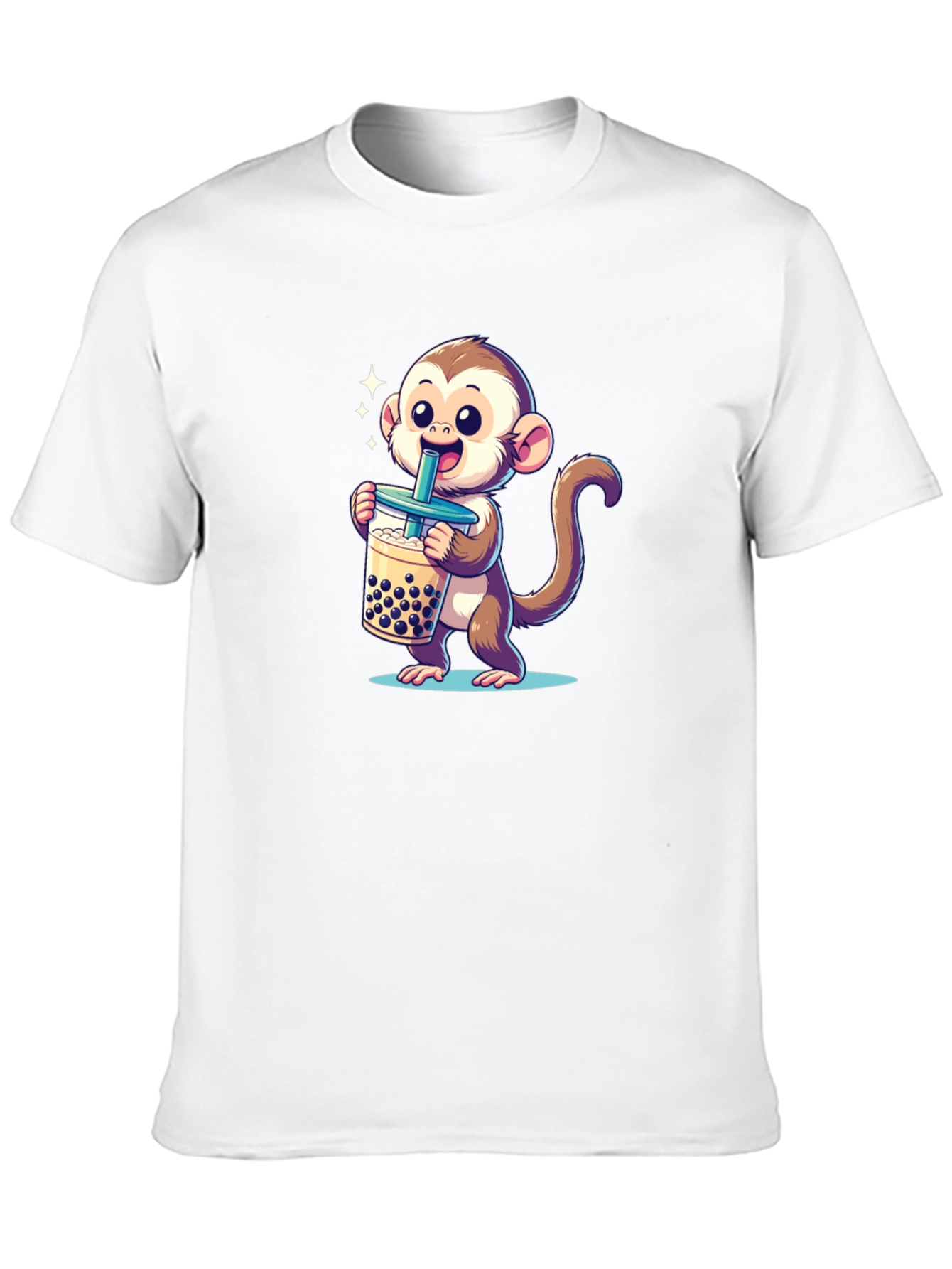 Cute Monkey Boba Tea Graphic Tee