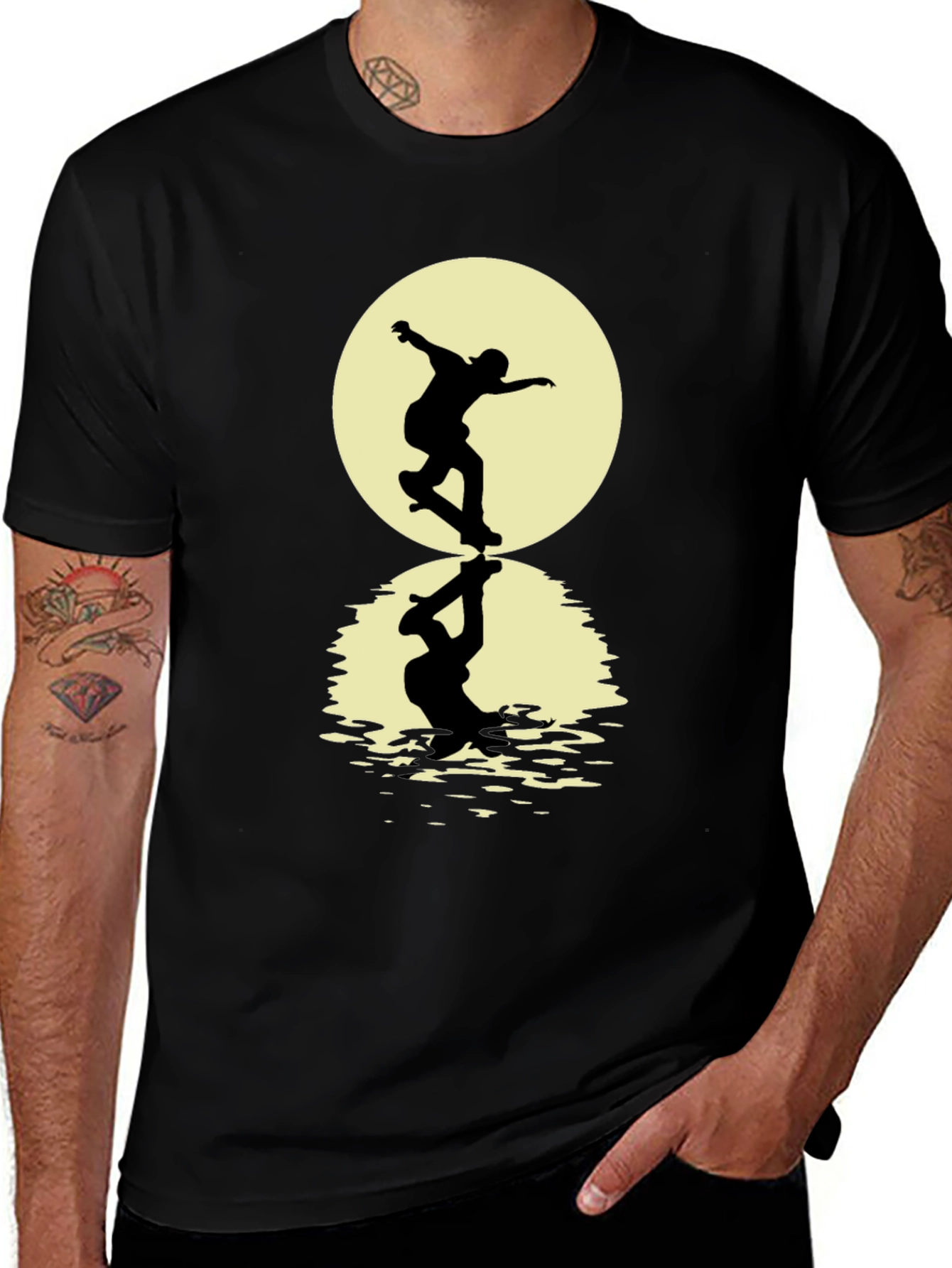 Skateboarding Silhouette T-Shirt - Black Graphic Tee