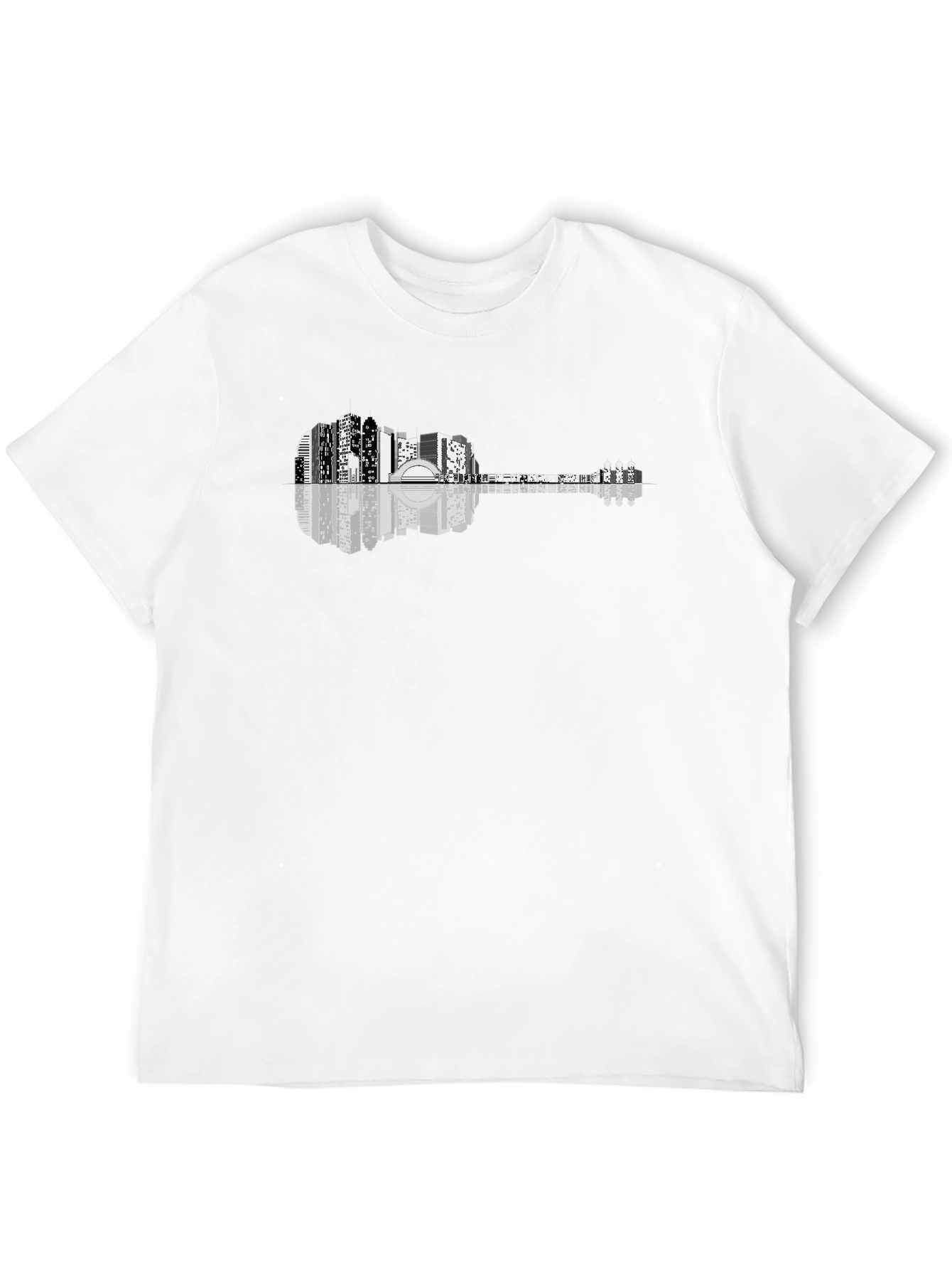 Cityscape Guitar Graphic T-Shirt - Mens Black Tee