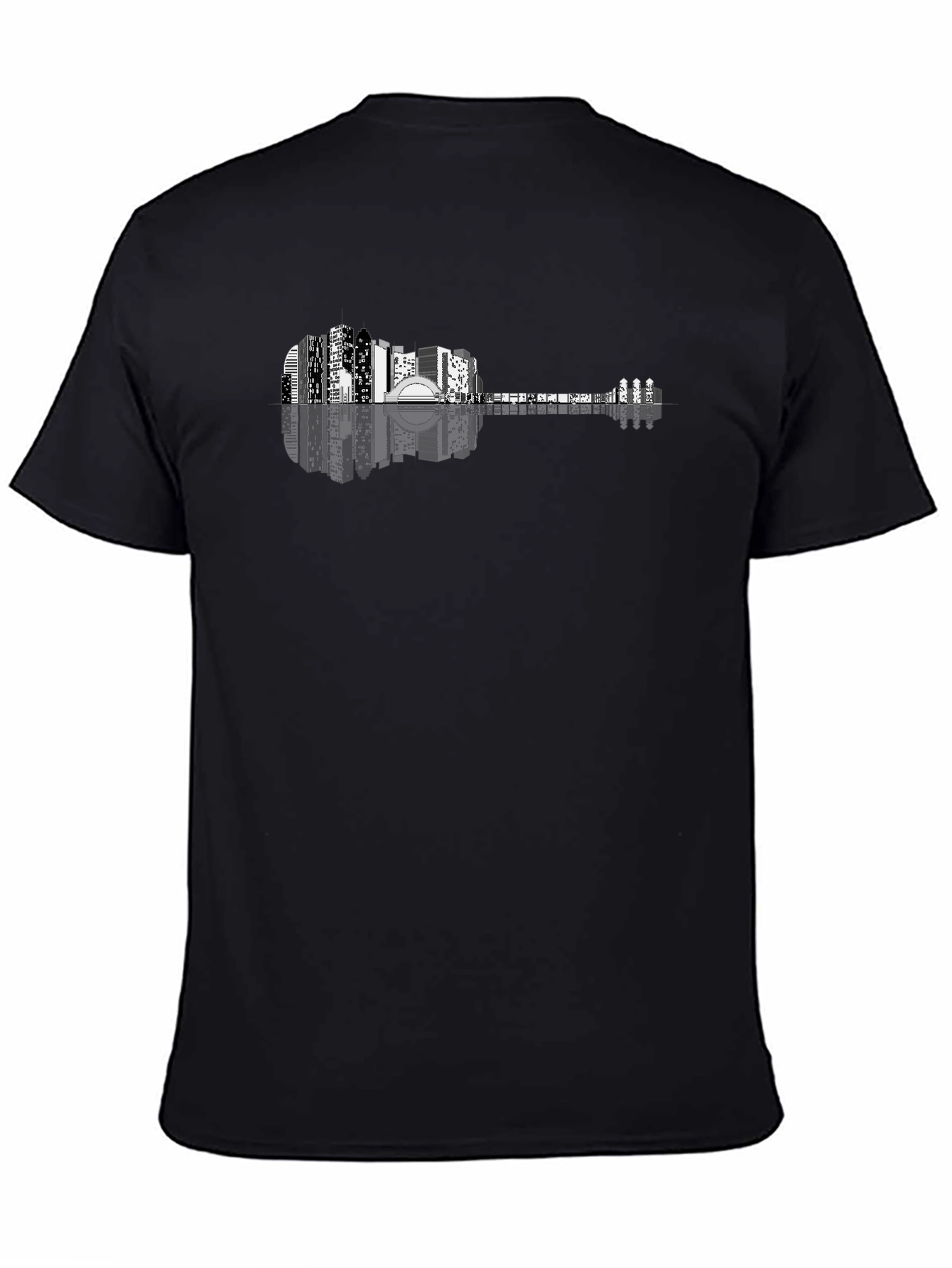 Cityscape Guitar Graphic T-Shirt - Mens Black Tee