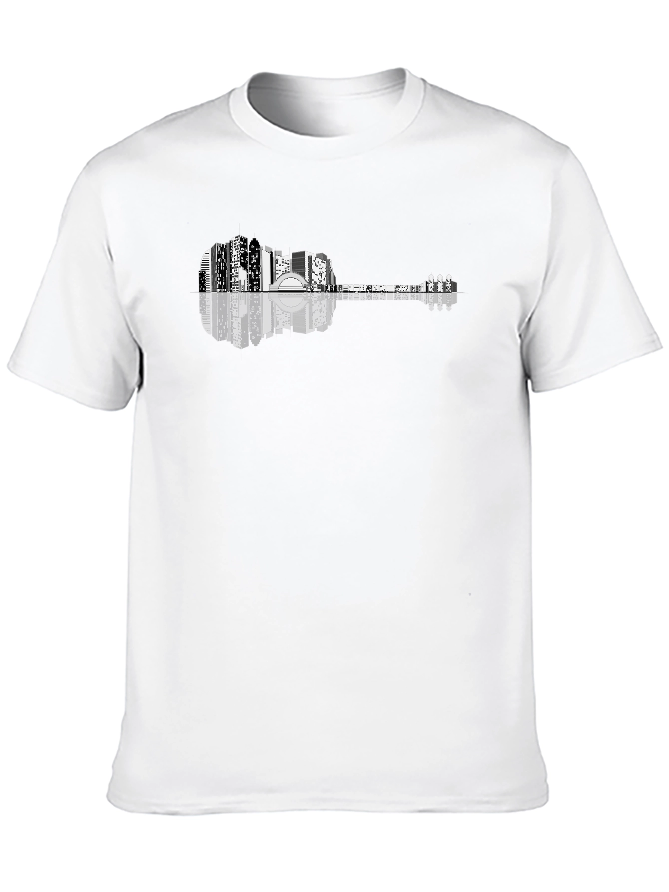 Cityscape Guitar Graphic T-Shirt - Mens Black Tee