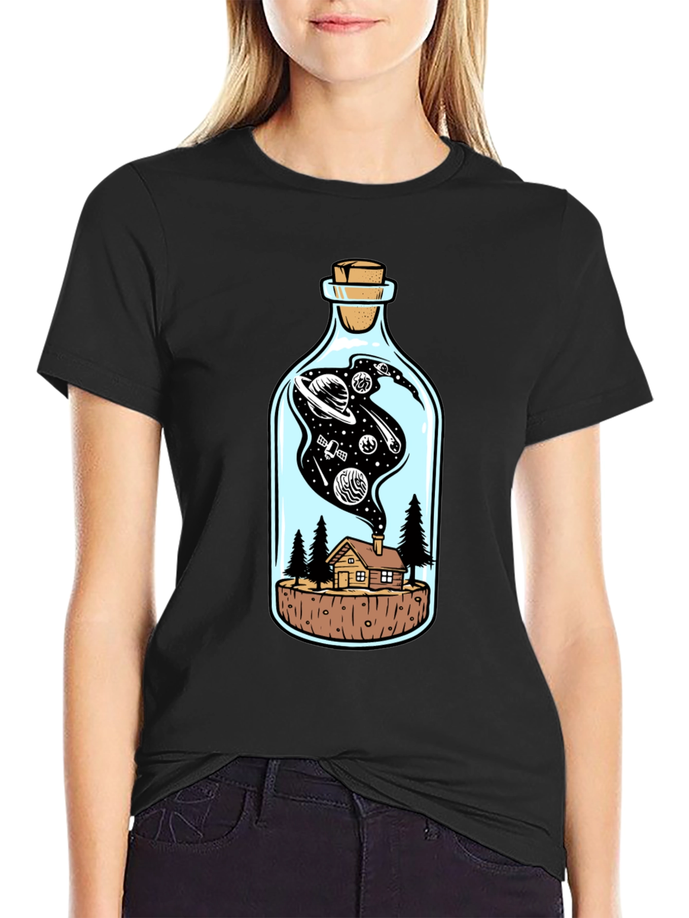 Galaxy in a Bottle Graphic Tee - Black