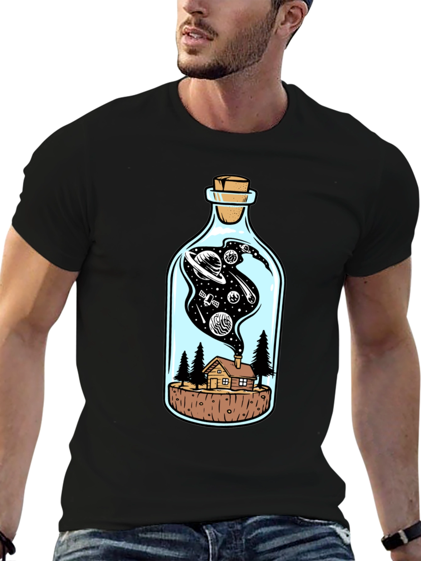 Galaxy in a Bottle Graphic Tee - Black