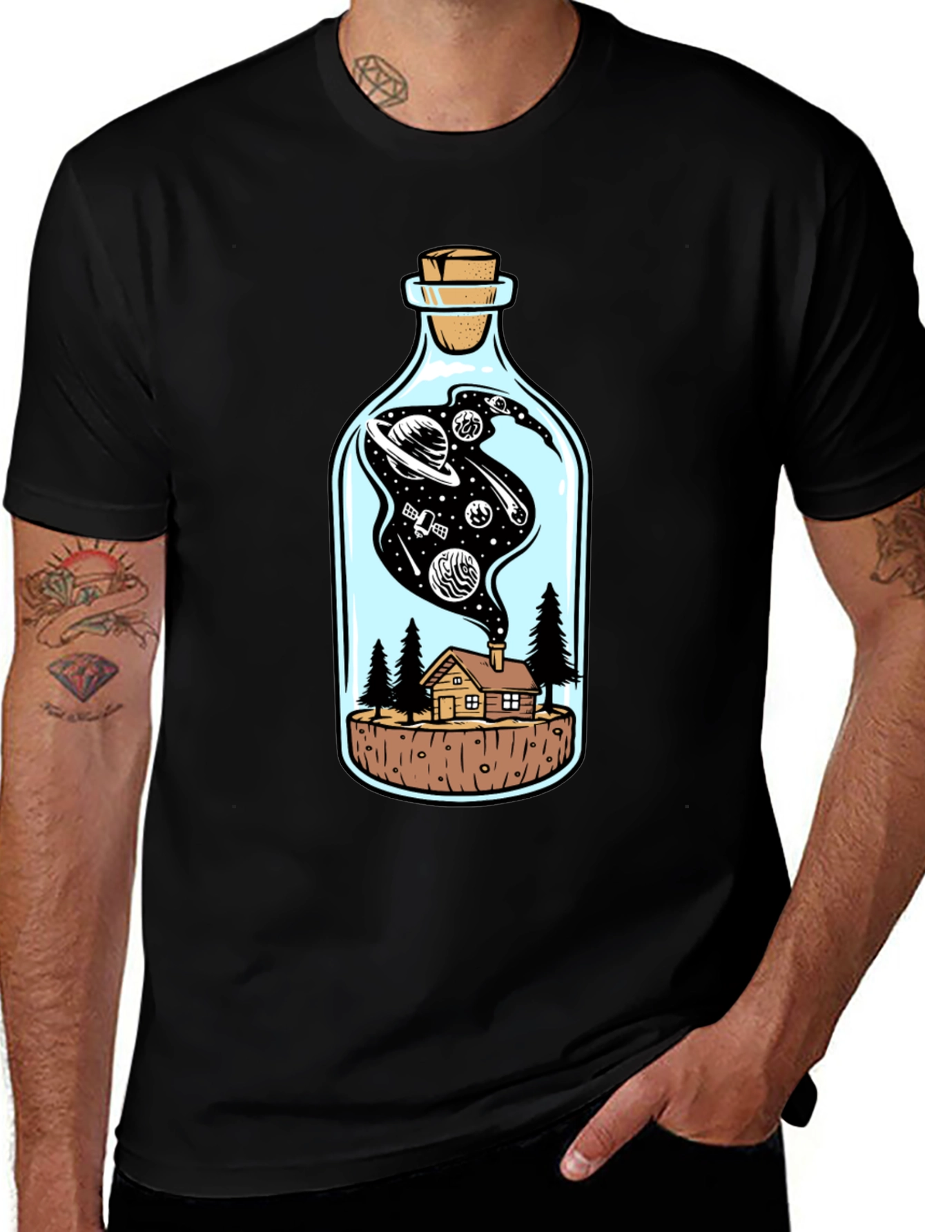 Galaxy in a Bottle Graphic Tee - Black