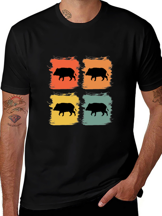 Retro Wild Boar T-Shirt: Vintage Style Graphic Tee