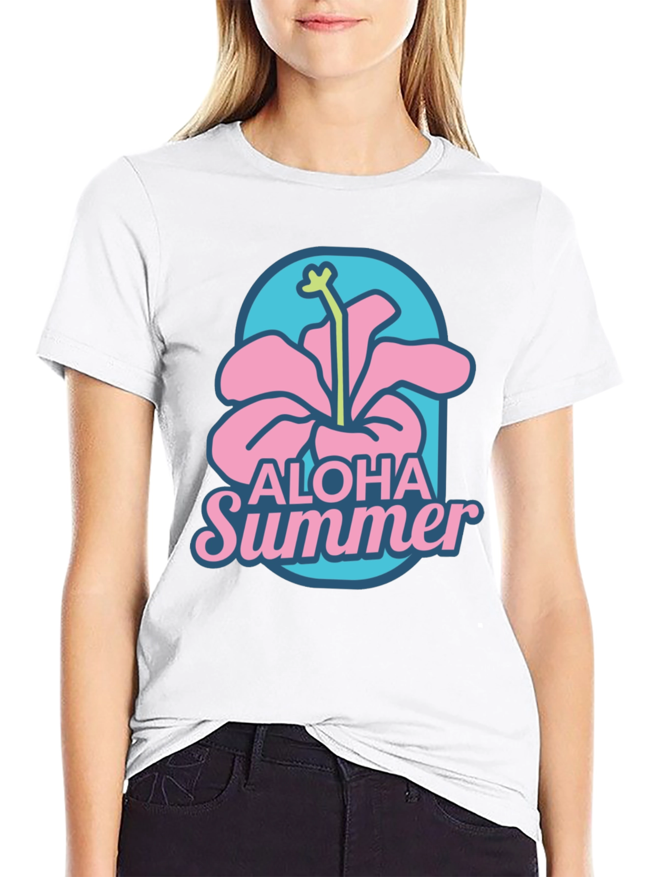 Aloha Summer Graphic T-Shirt -  Hibiscus Design
