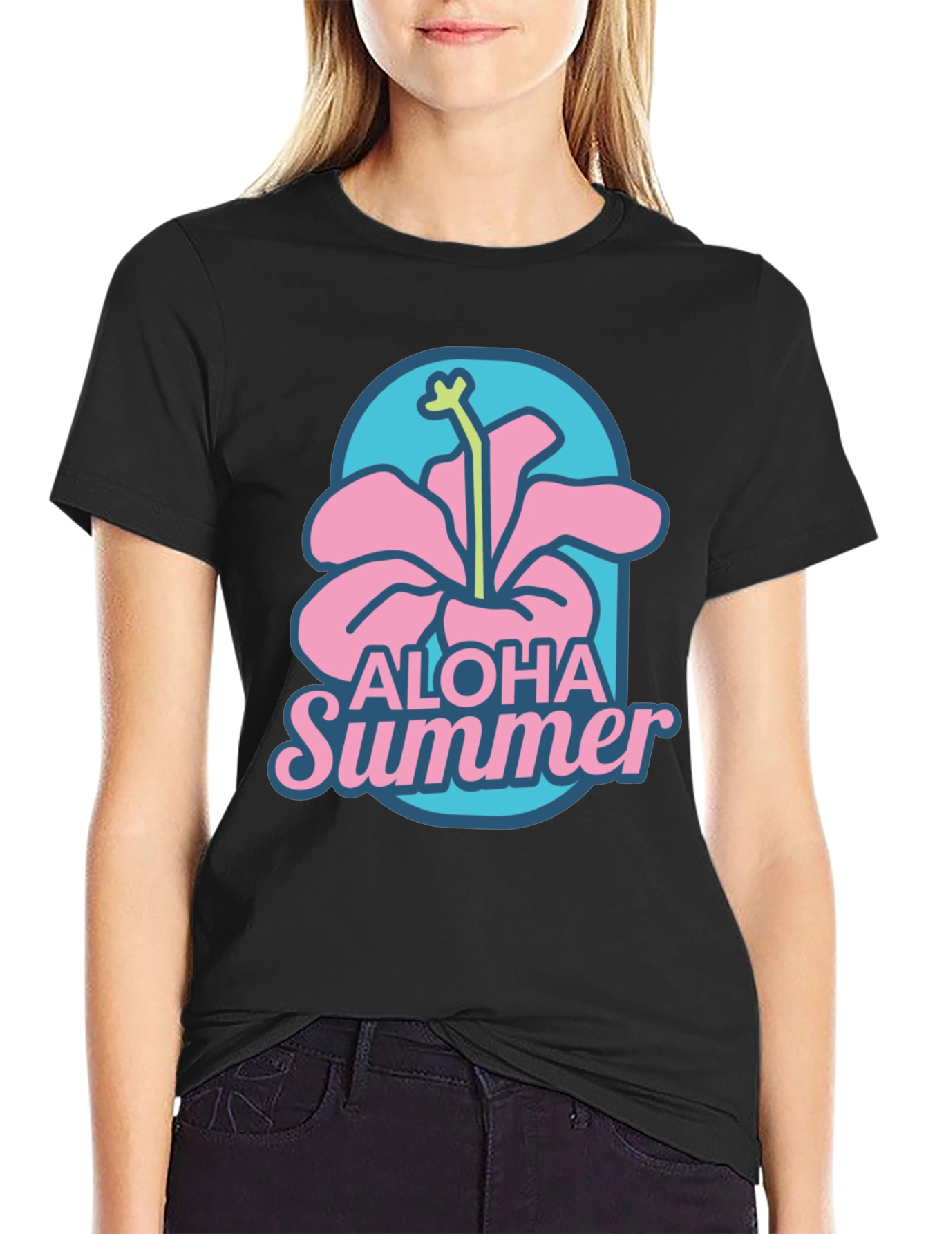 Aloha Summer Graphic T-Shirt -  Hibiscus Design