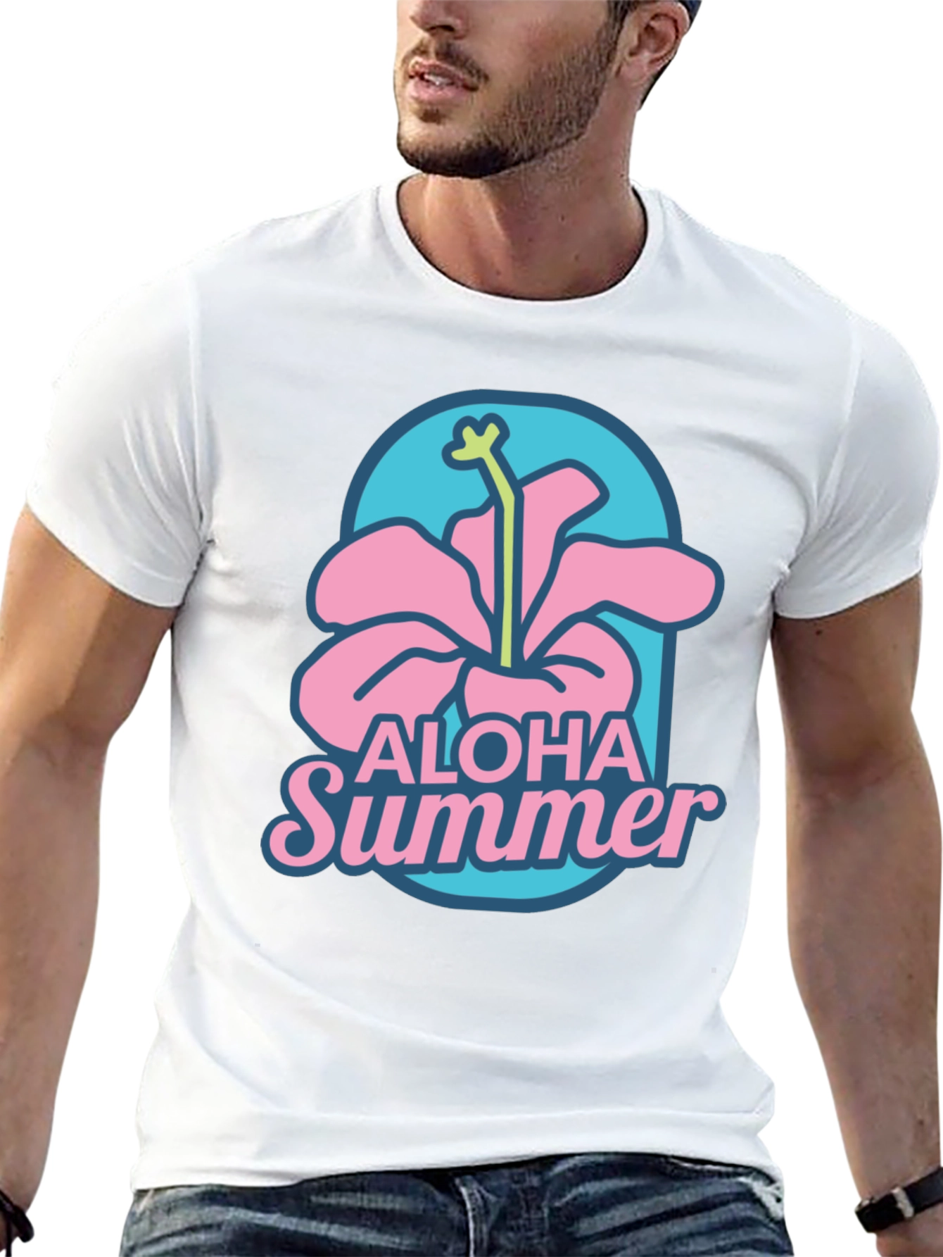 Aloha Summer Graphic T-Shirt -  Hibiscus Design