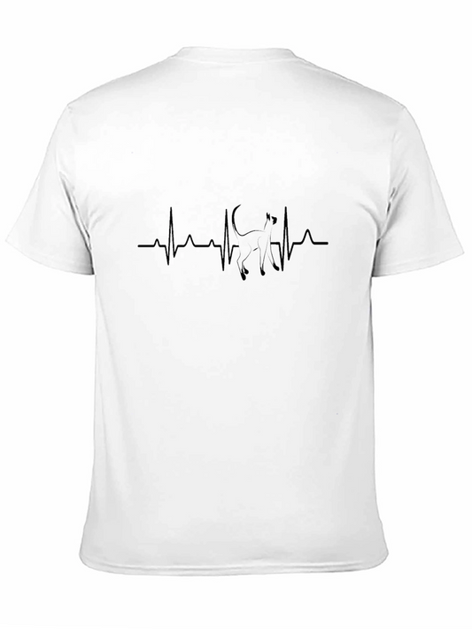 Cat Heartbeat T-Shirt - Black